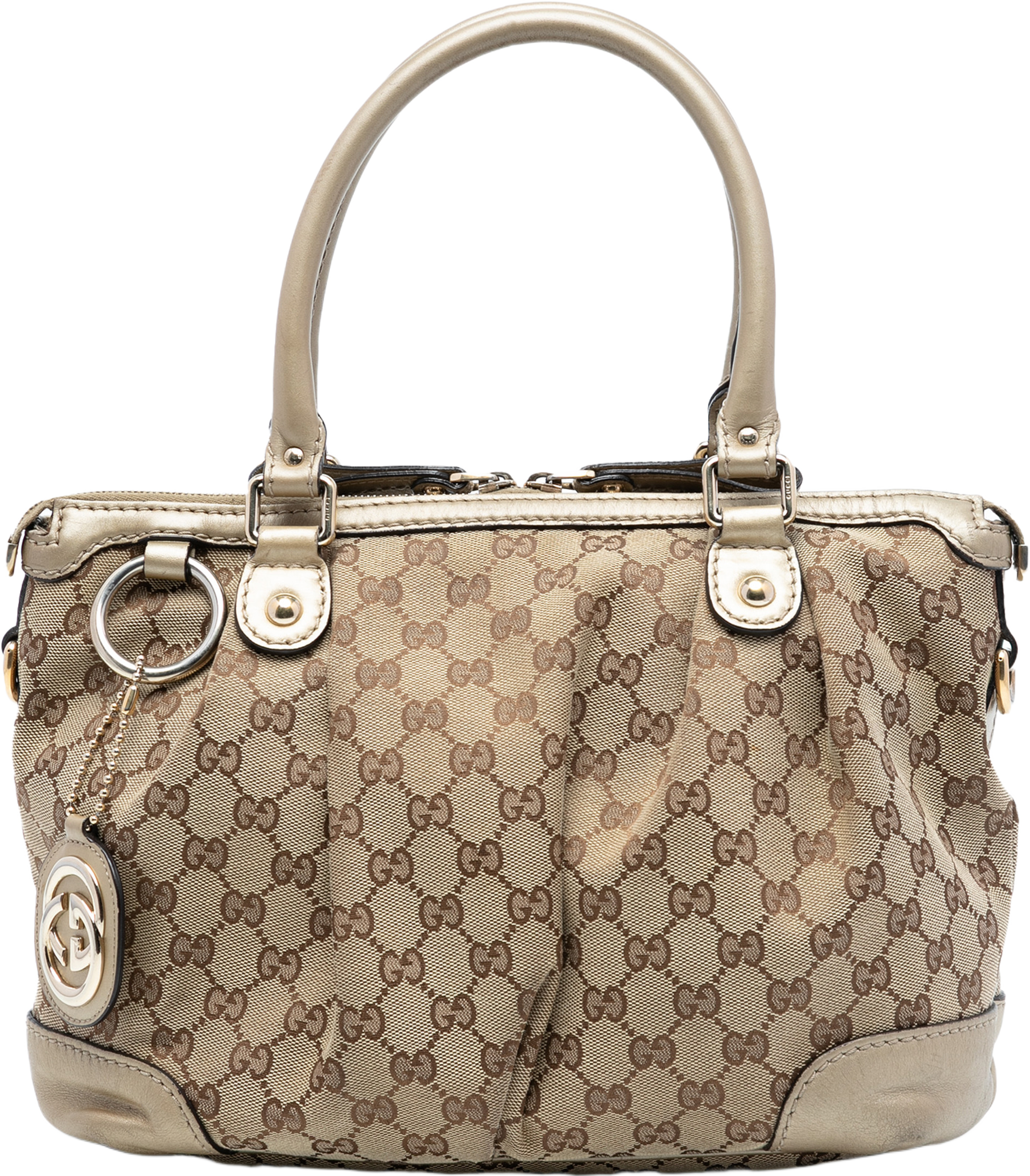 Gucci Gg Canvas Sukey Satchel, från Luxclusif, i färgen beige. Klicka för att öppna bilden i stort format