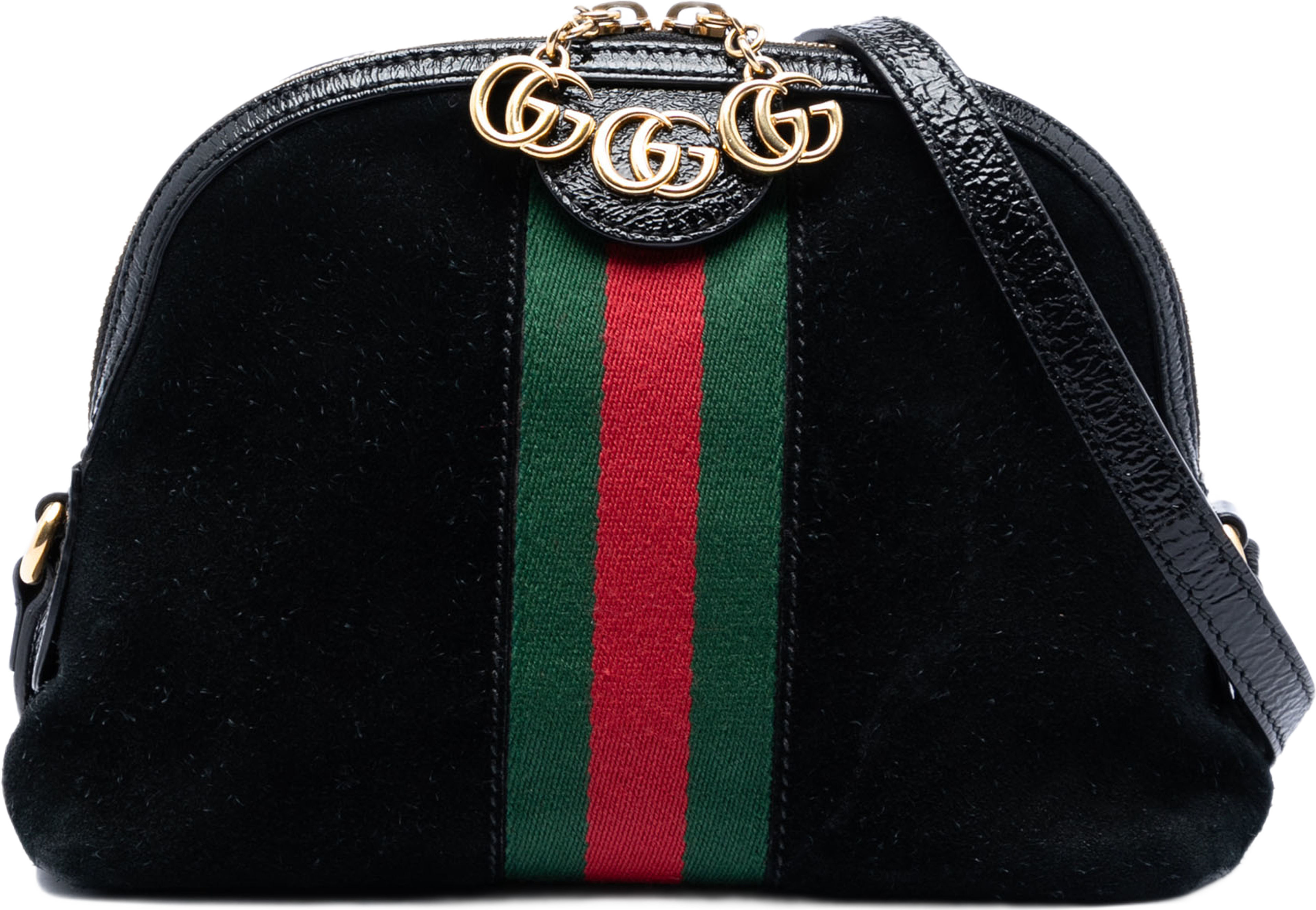 Gucci Small Suede Web Ophidia Dome Crossbody, från Luxclusif, i färgen black. Klicka för att öppna bilden i stort format