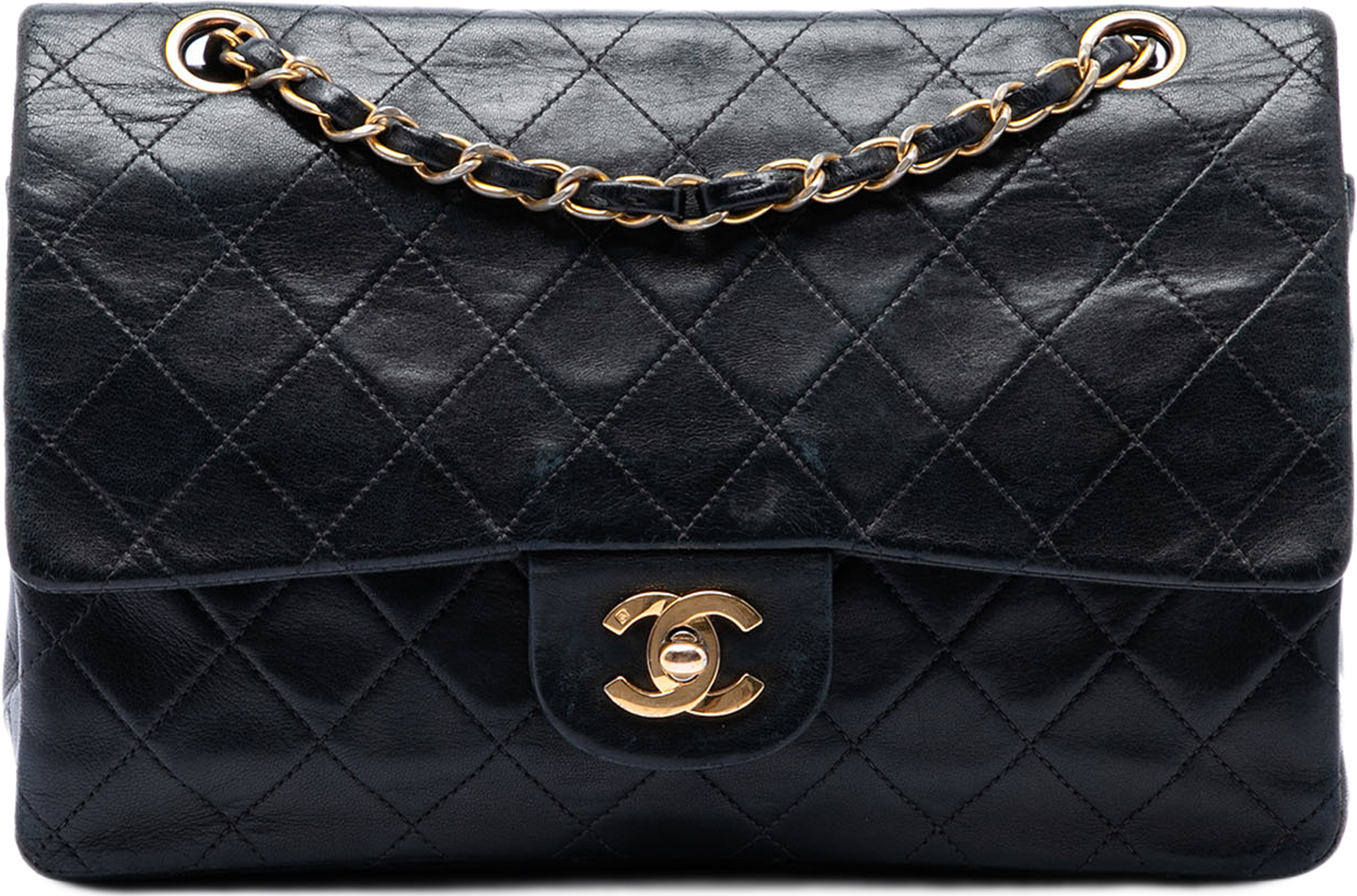 Chanel Medium Classic Lambskin Double Flap, från Luxclusif, i färgen svart. Klicka för att öppna bilden i stort format