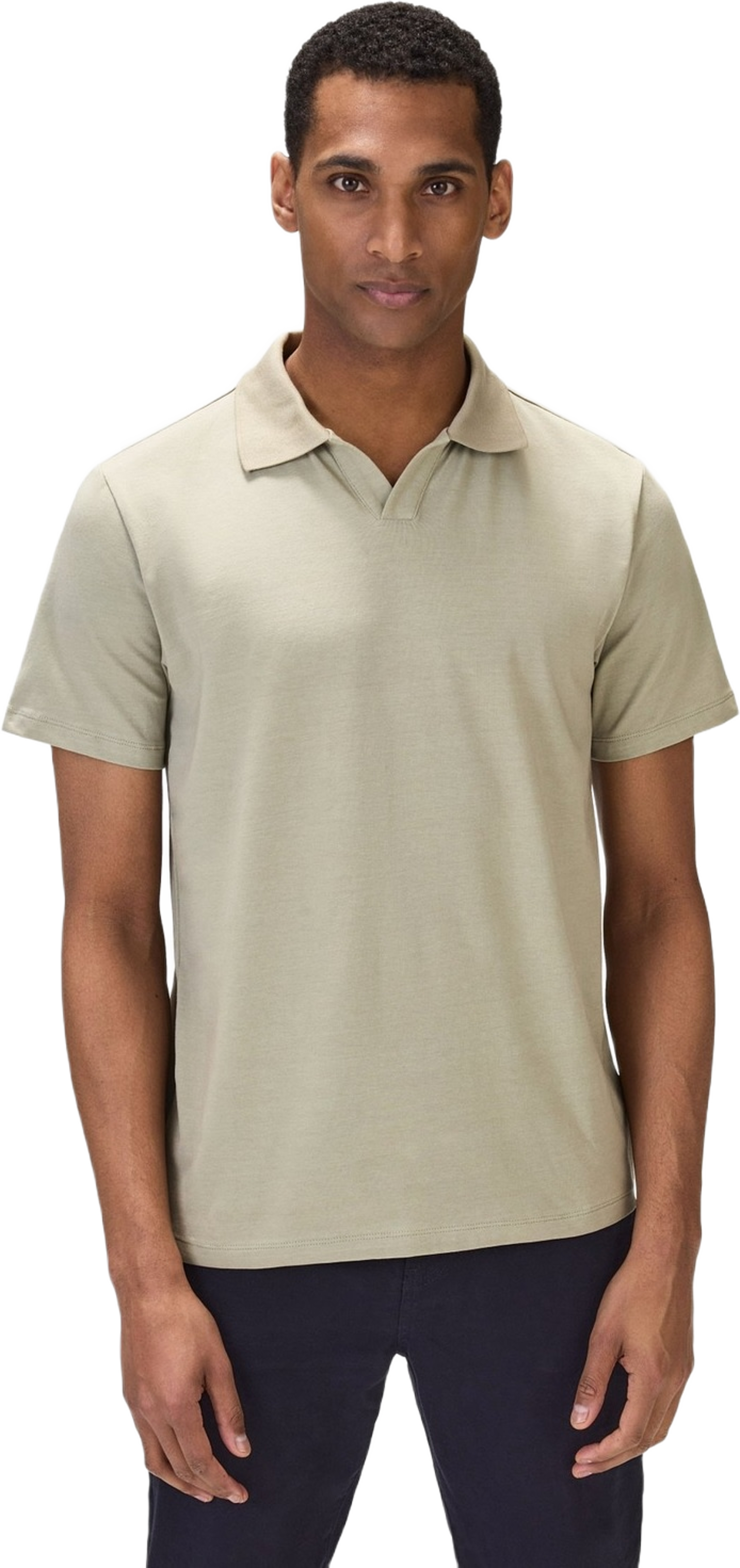 Cotton Fitted Stretch S/s Open Collar Polo Shirt