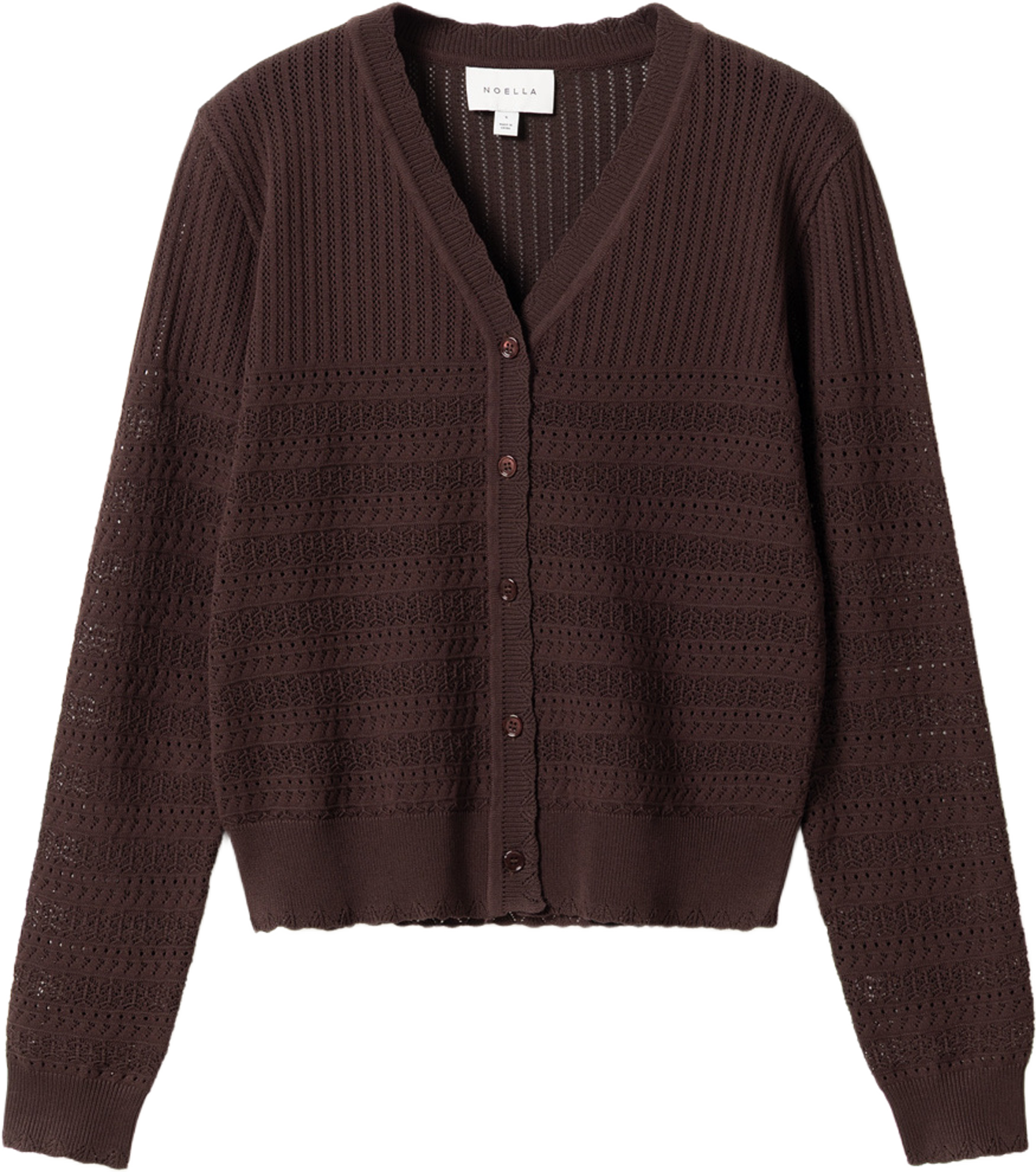 N-margrit Knit Cardigan - Mahogany, från Noella, i färgen mahogany. Klicka för att öppna bilden i stort format