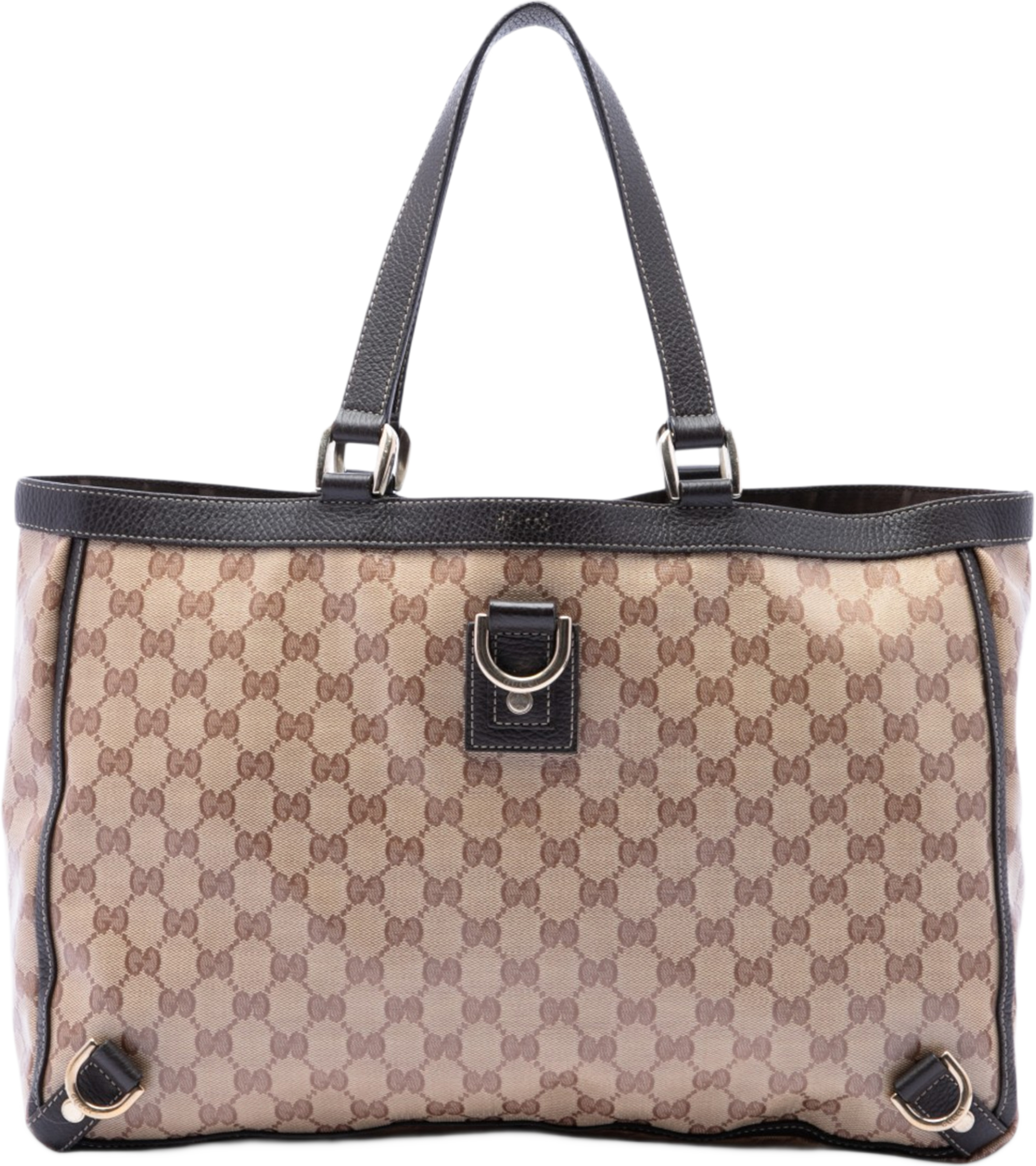Gucci Gg Crystal Abbey D Ring Tote, från Luxclusif, i färgen beige. Klicka för att öppna bilden i stort format
