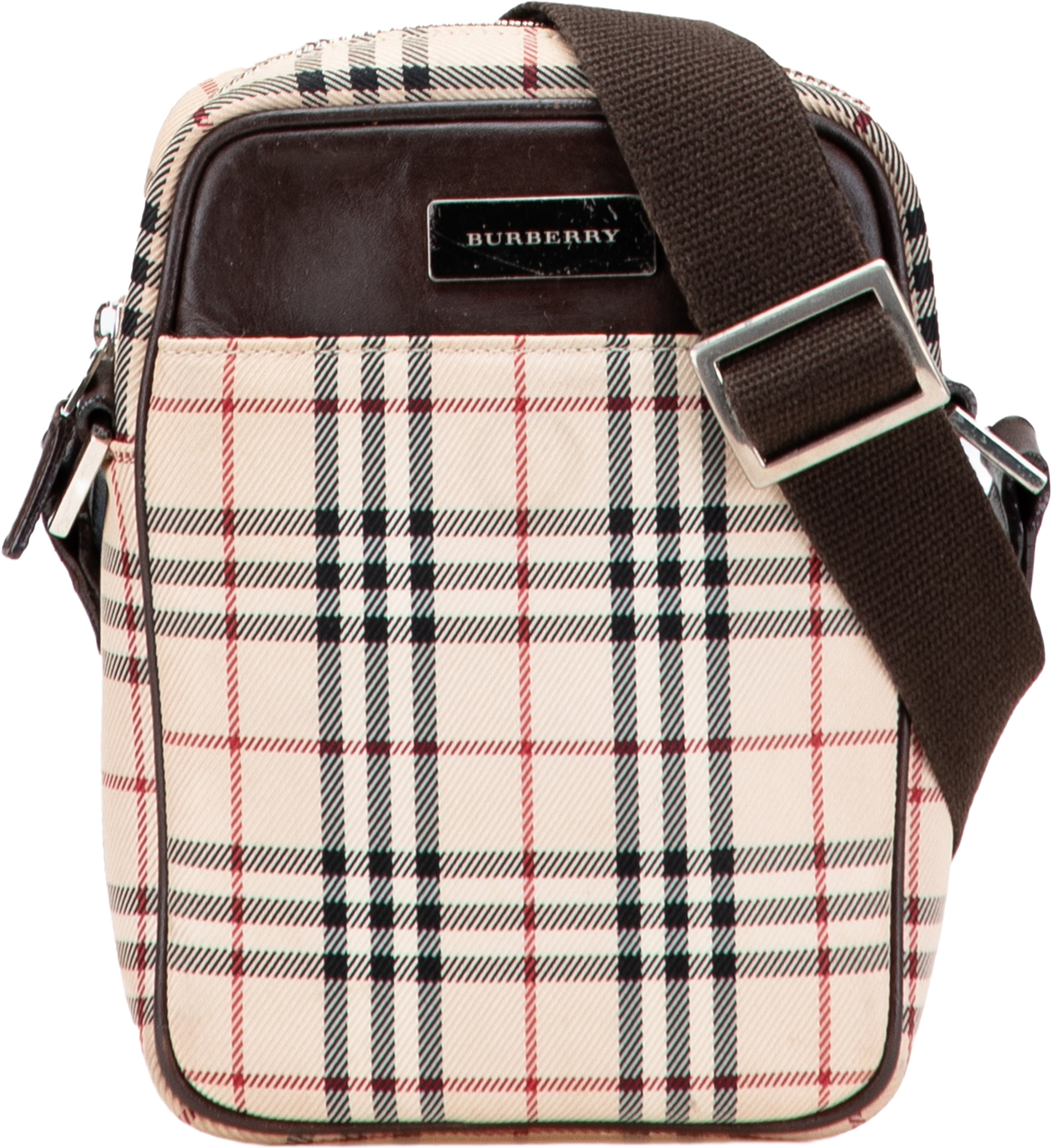Burberry House Check Canvas Crossbody, från Luxclusif, i färgen beige. Klicka för att öppna bilden i stort format