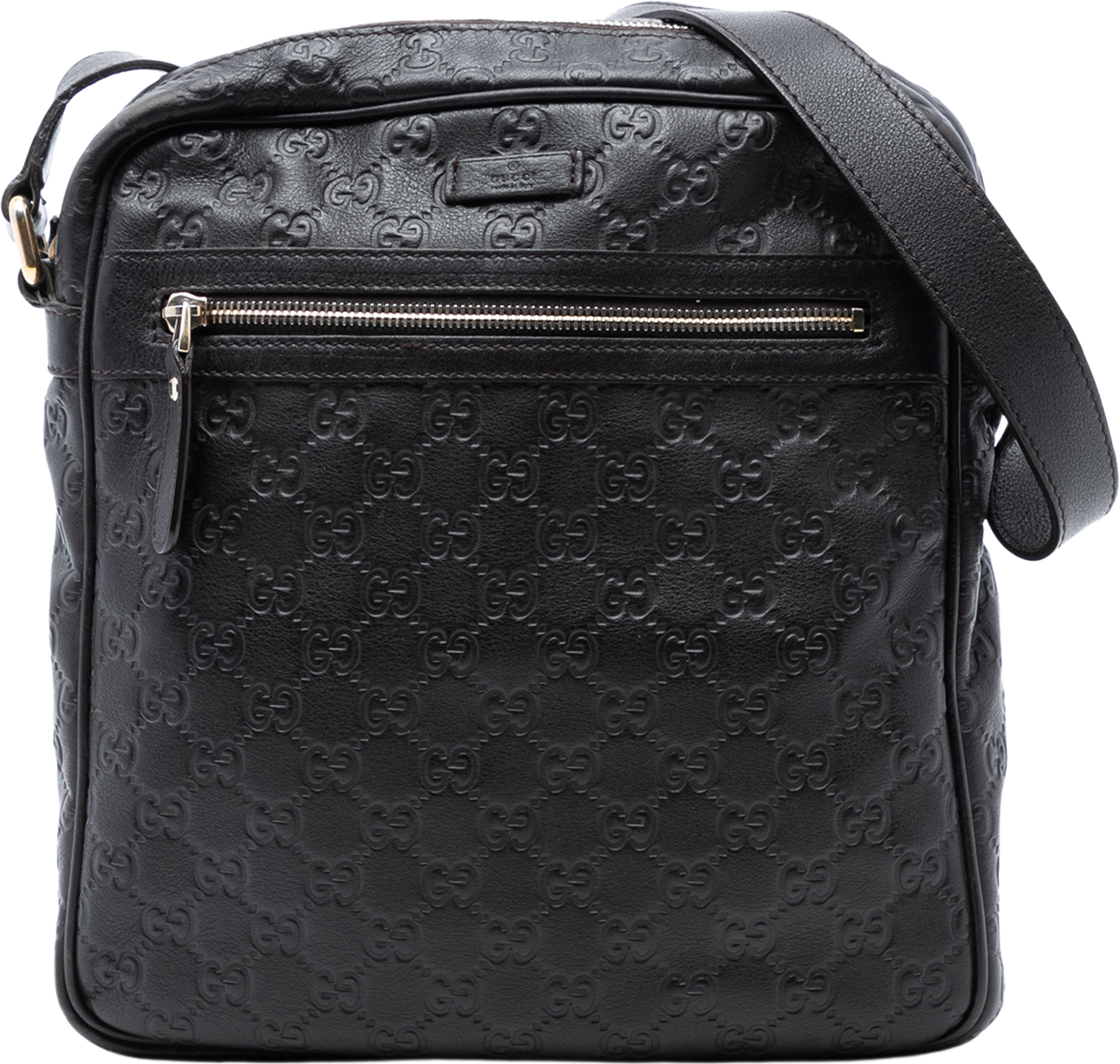 Gucci Guccissima Crossbody, från Luxclusif, i färgen dark brown. Klicka för att öppna bilden i stort format