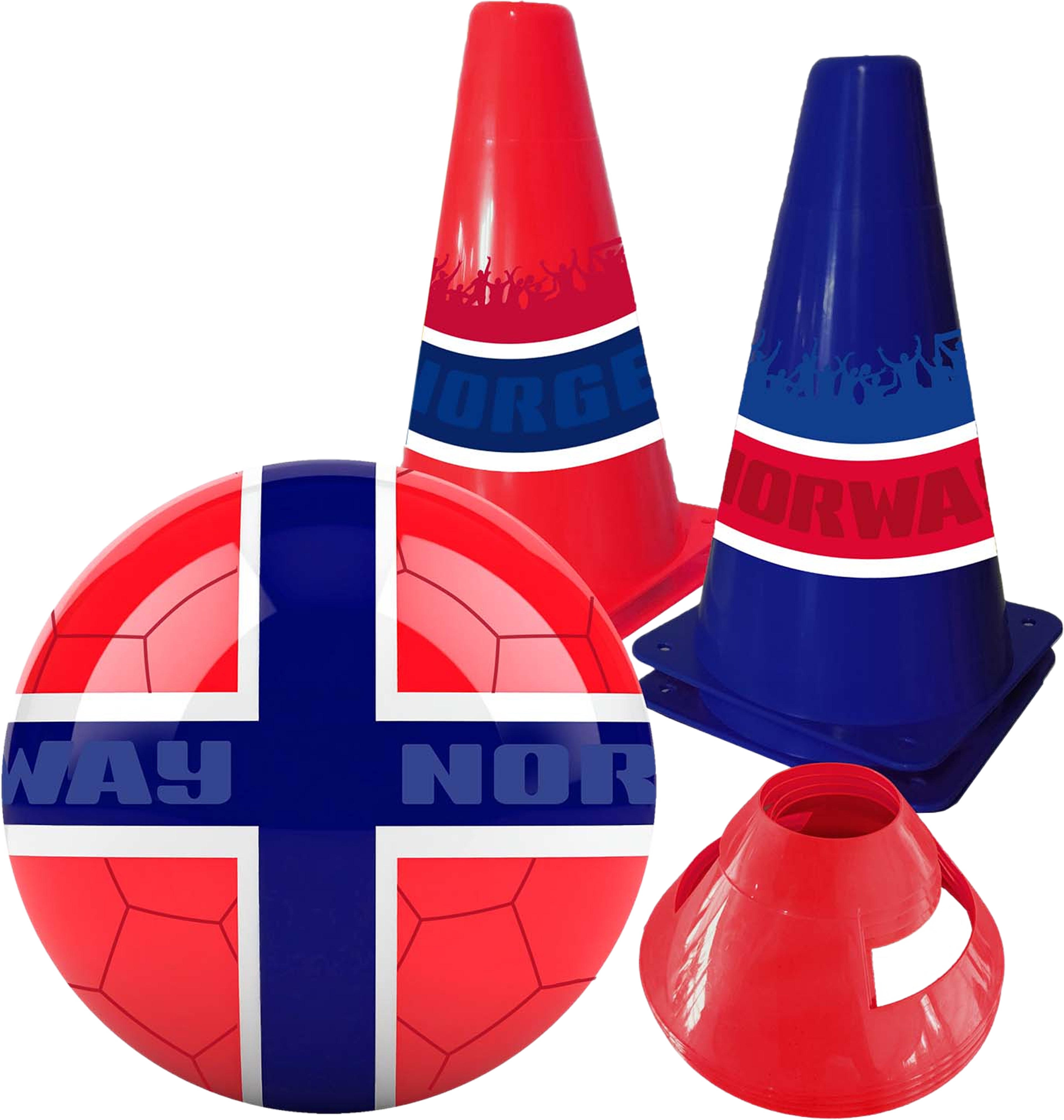 Fotbollsset Norge - Boll Och Koner, från Sportme, i färgen röd. Klicka för att öppna bilden i stort format