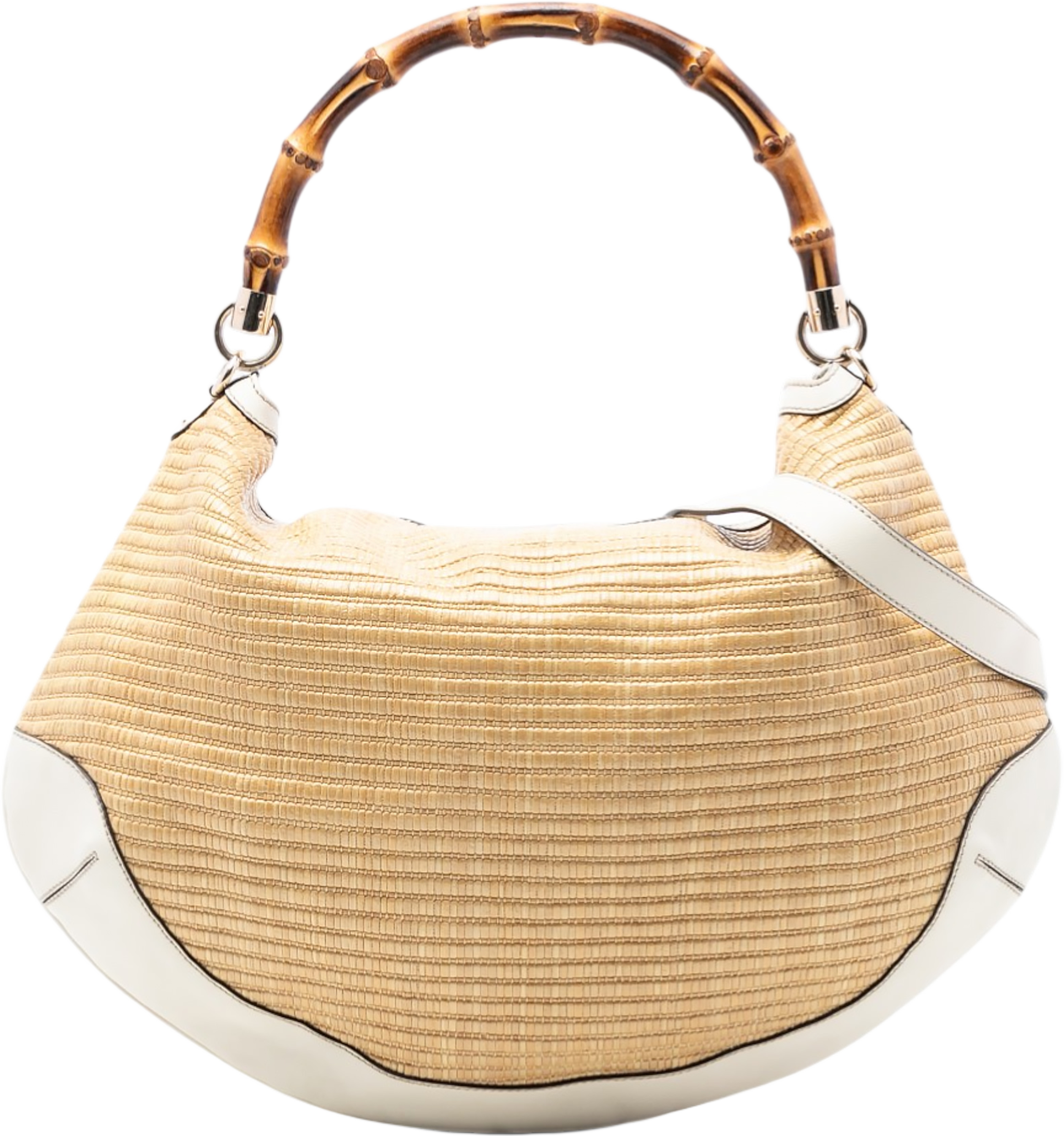 Gucci Raffia Peggy Bamboo Hobo, från Luxclusif, i färgen brown. Klicka för att öppna bilden i stort format