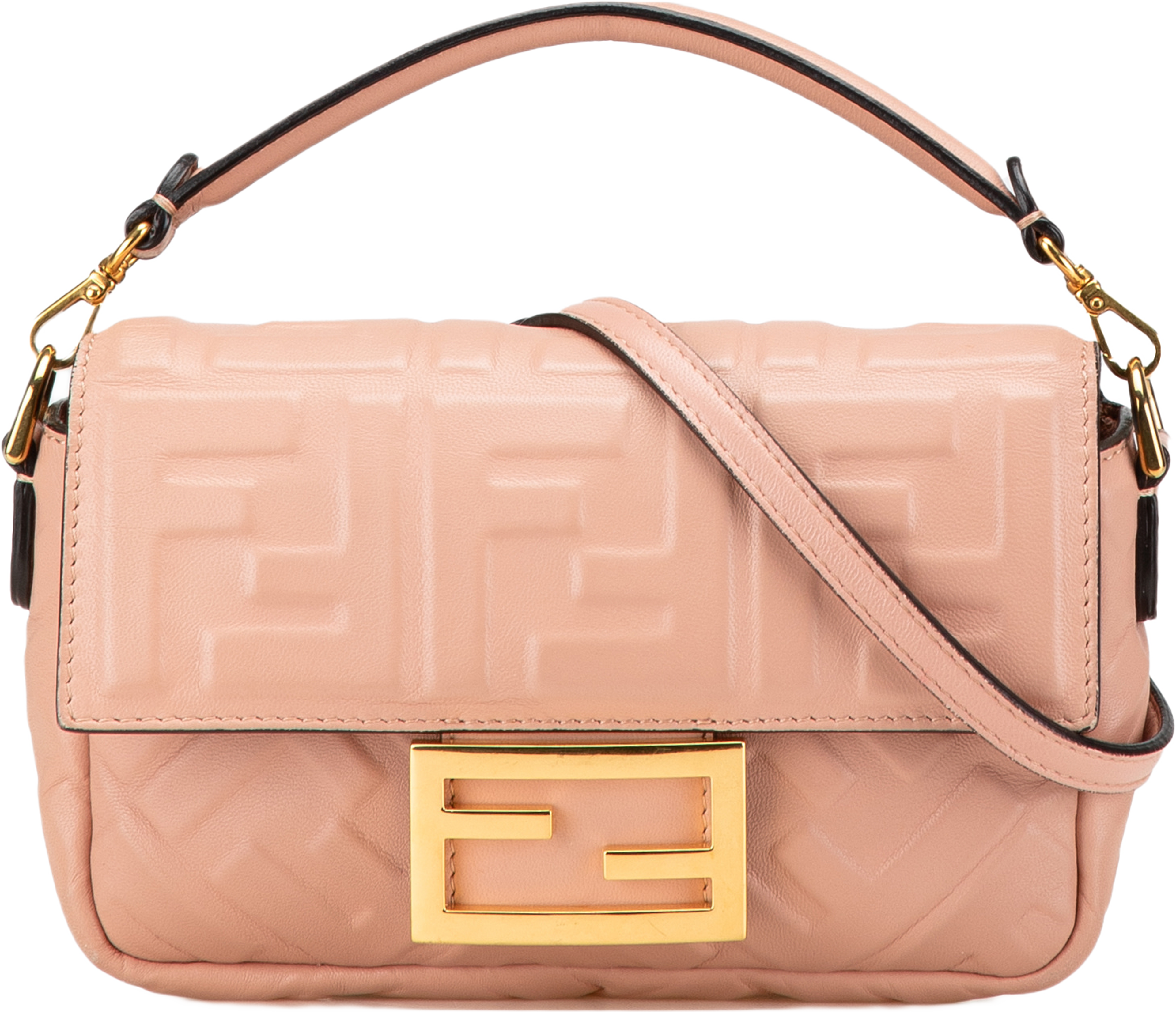 Fendi Mini Embossed Zucca Baguette Satchel