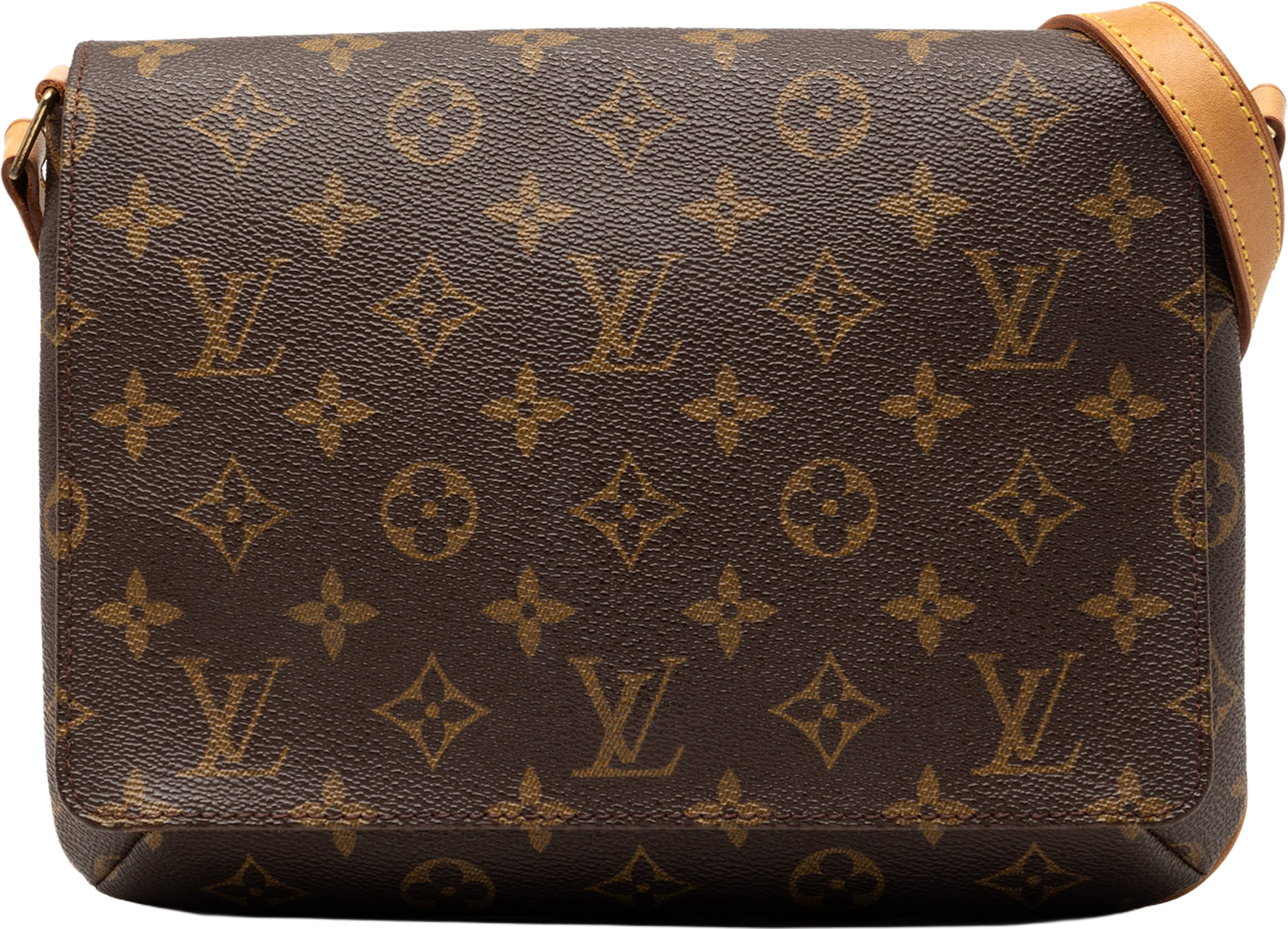 Louis Vuitton Monogram Musette Tango Short Strap, från Luxclusif, i färgen brown. Klicka för att öppna bilden i stort format