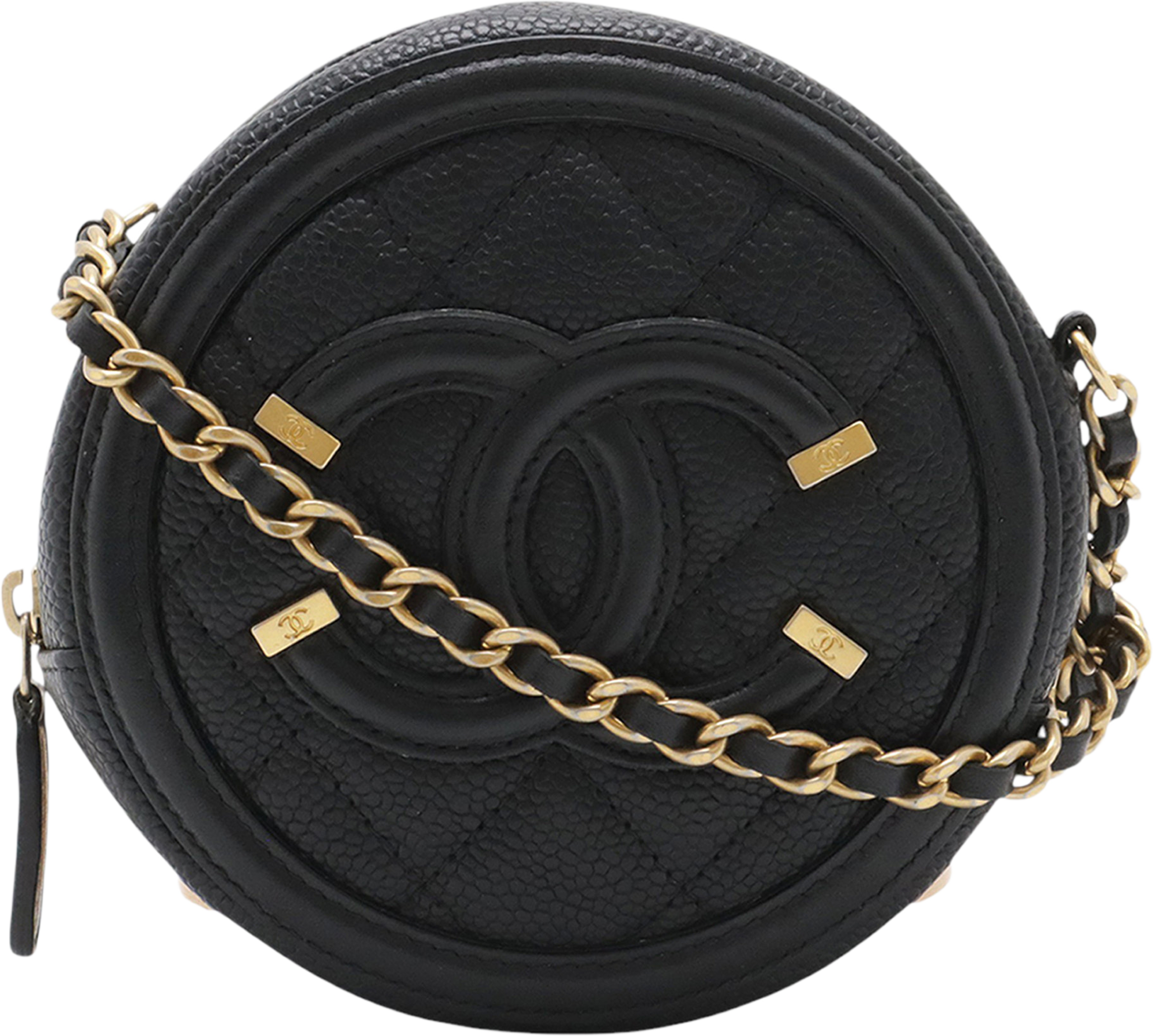 Chanel Caviar Cc Filigree Round Clutch With Chain, från Luxclusif, i färgen svart. Klicka för att öppna bilden i stort format