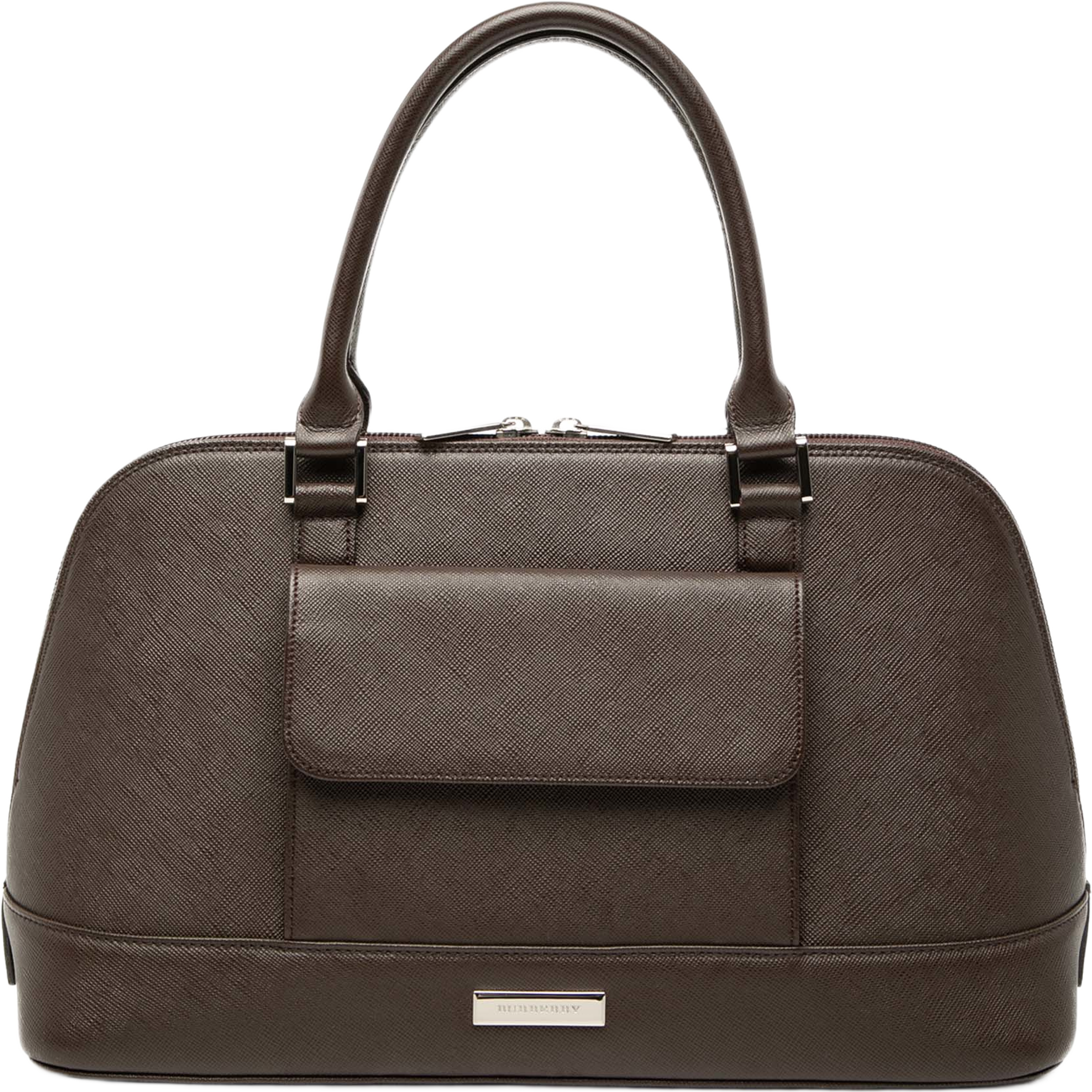 Burberry Leather Front Pocket Handbag, från Luxclusif, i färgen dark brown. Klicka för att öppna bilden i stort format