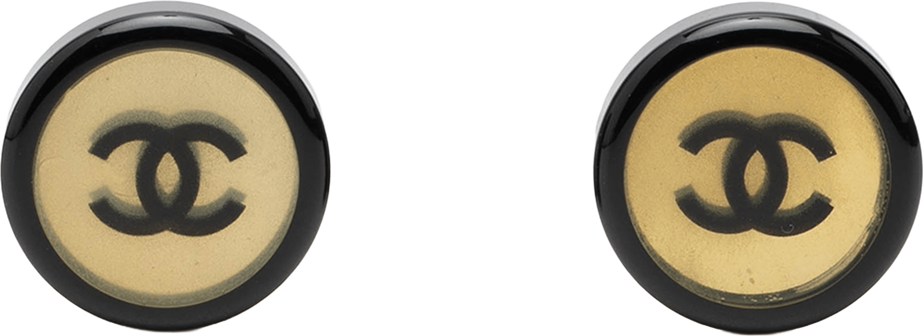 Chanel Silver Plated Cc Resin Round Clip On Earrings, från Luxclusif, i färgen black. Klicka för att öppna bilden i stort format