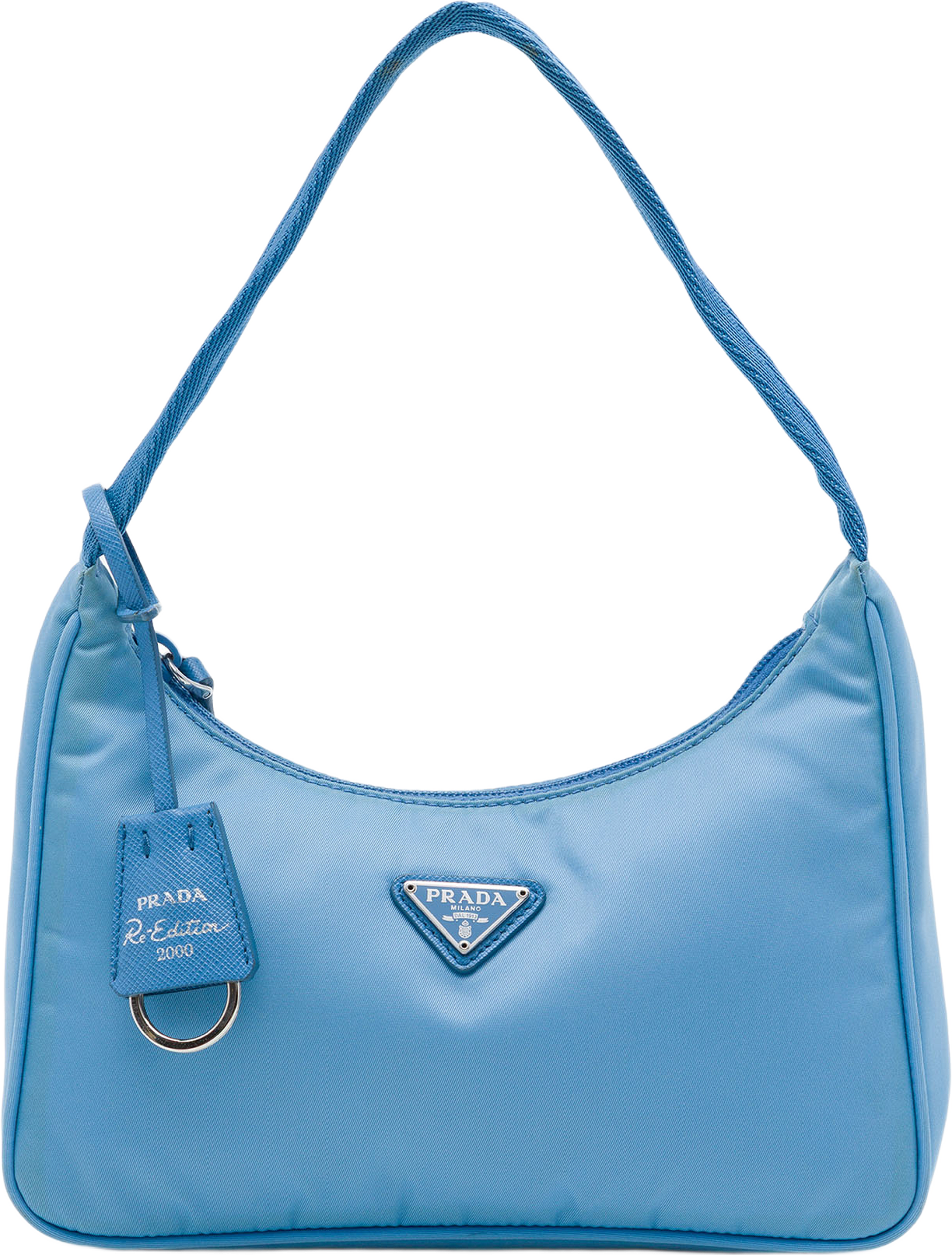 Prada Mini Tessuto Re Edition 2000 Shoulder Bag, från Luxclusif, i färgen blå. Klicka för att öppna bilden i stort format