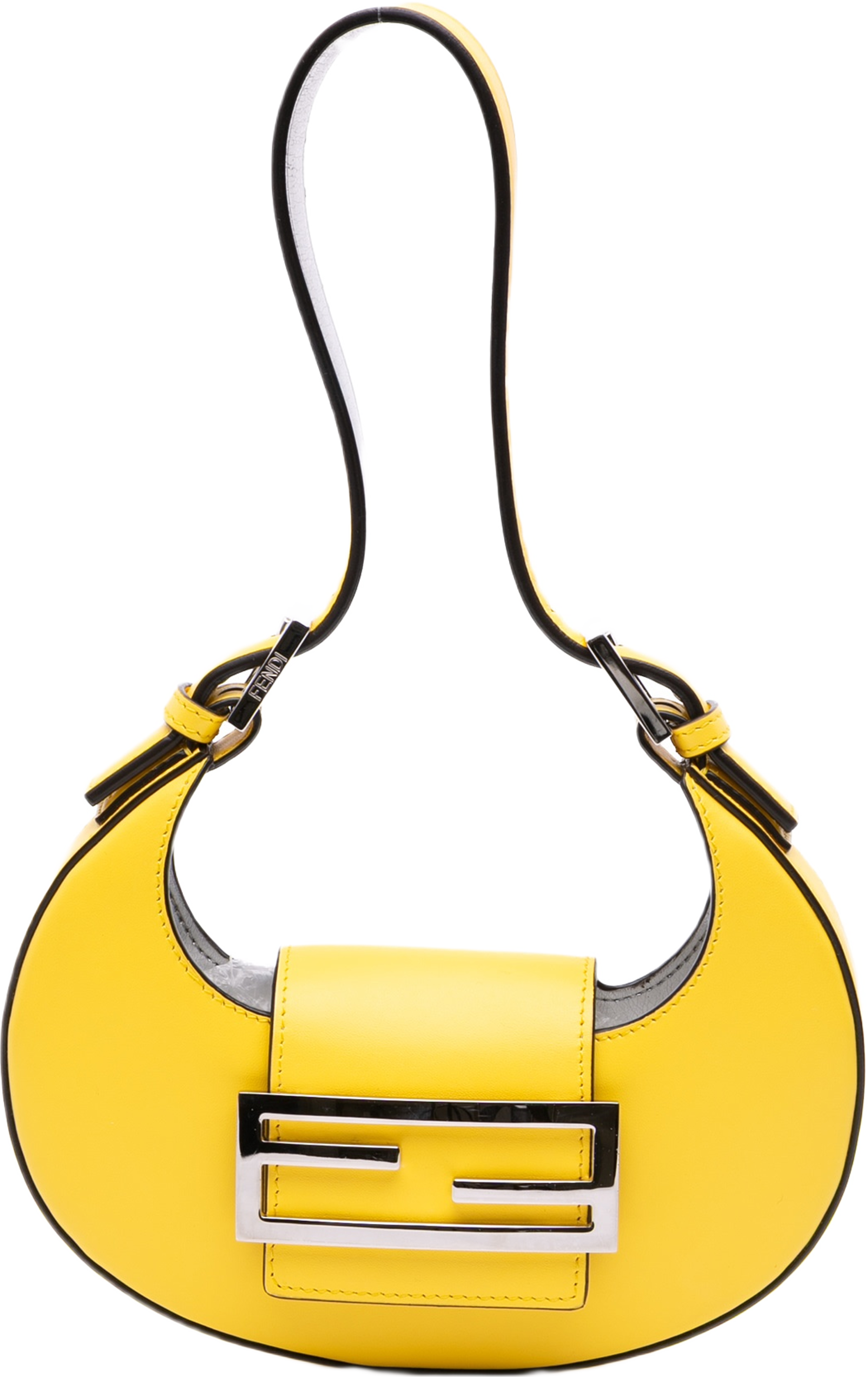 Fendi Mini Leather Cookie Hobo, från Luxclusif, i färgen yellow. Klicka för att öppna bilden i stort format