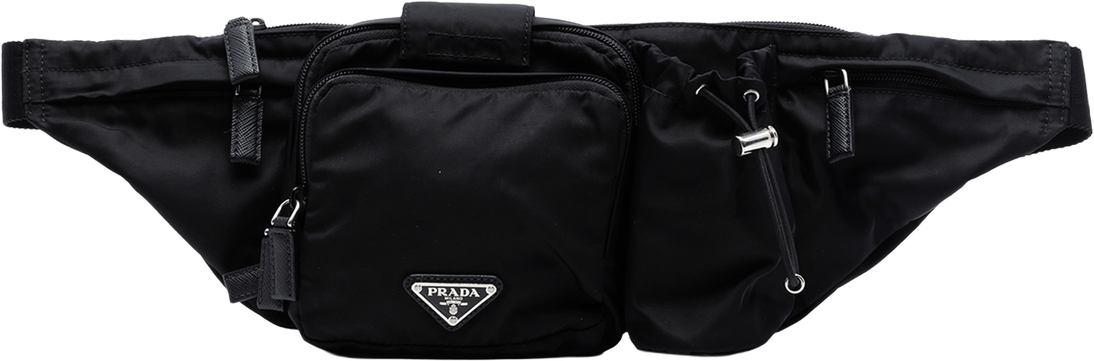 Prada Tessuto Multi Pocket Belt Bag, från Luxclusif, i färgen black. Klicka för att öppna bilden i stort format