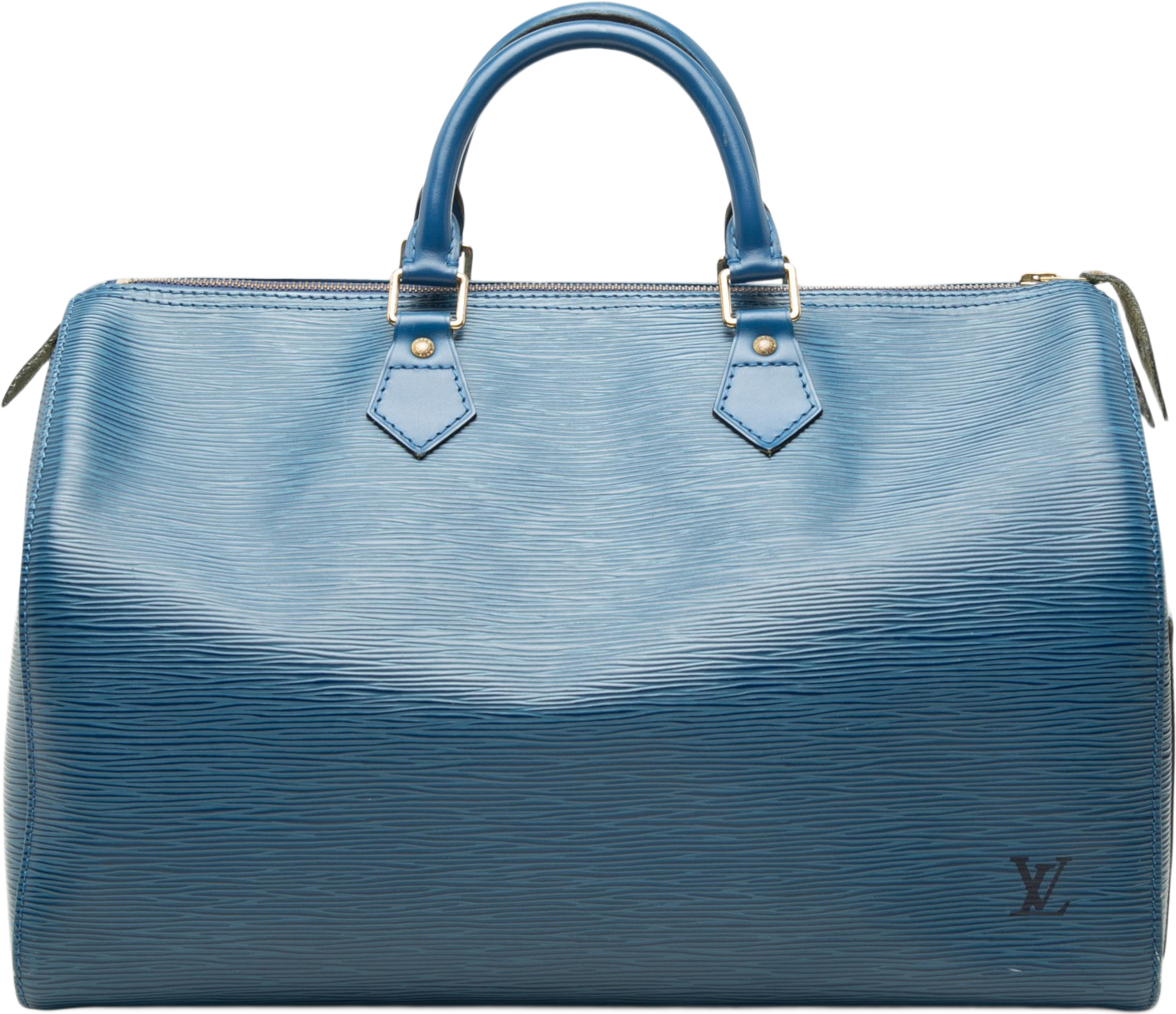 Louis Vuitton Epi Speedy 35, från Luxclusif, i färgen blå. Klicka för att öppna bilden i stort format