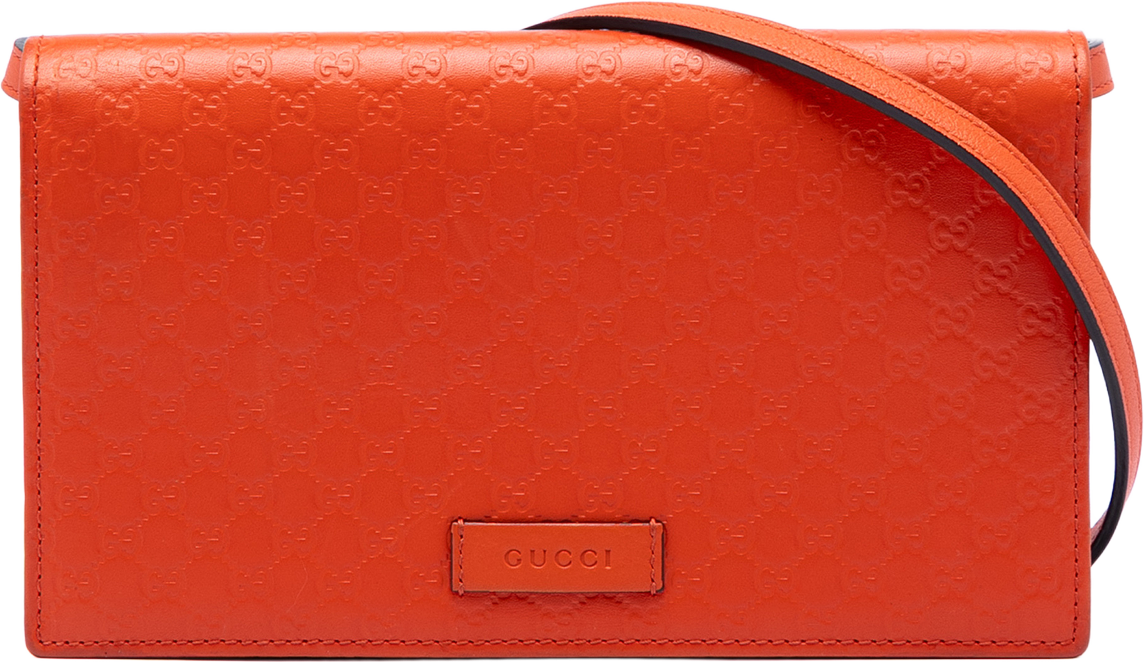 Gucci Microguccissima Wallet On Strap, från Luxclusif, i färgen orange. Klicka för att öppna bilden i stort format