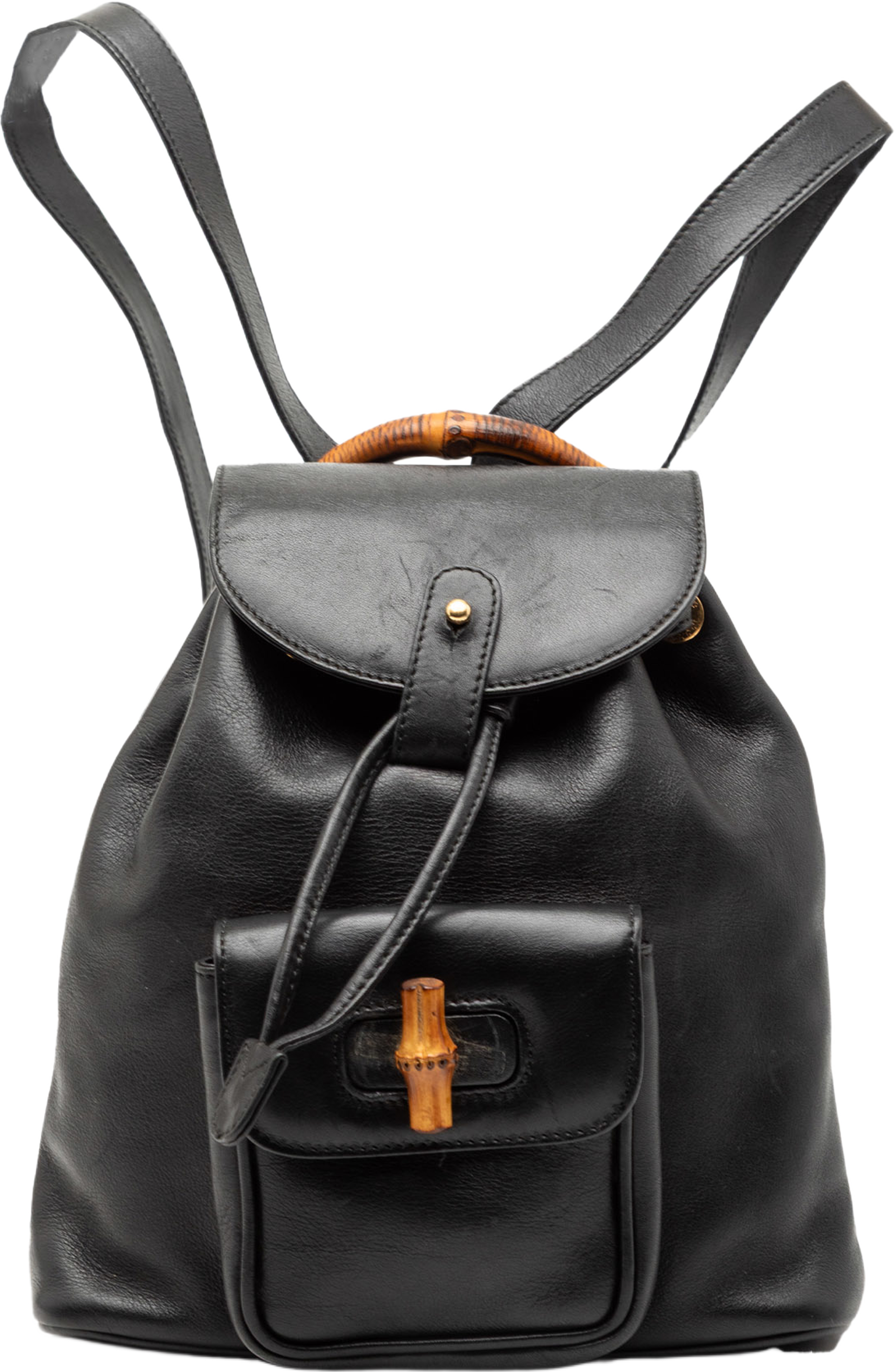 Gucci Leather Bamboo Backpack, från Luxclusif, i färgen black. Klicka för att öppna bilden i stort format