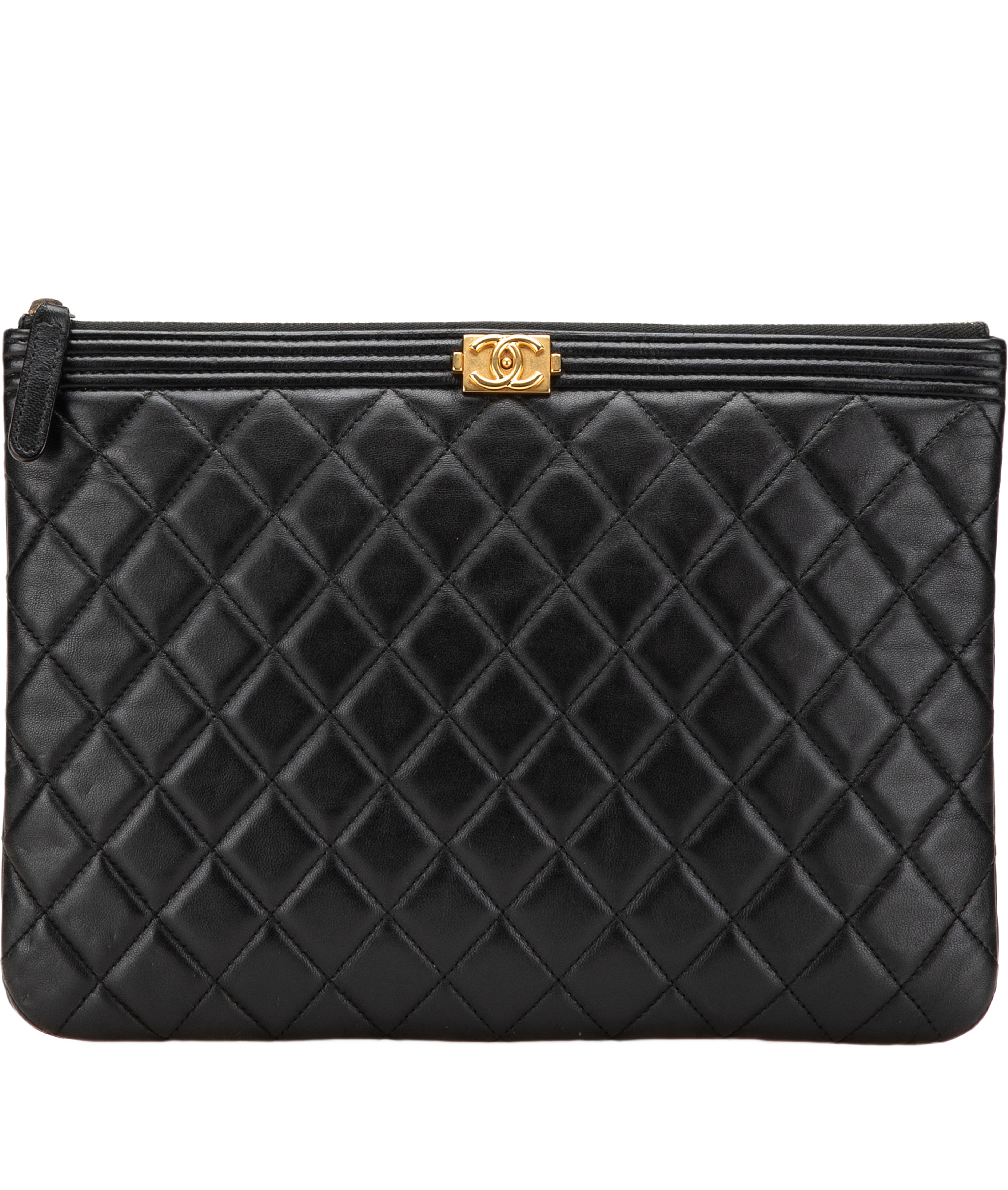 Chanel Medium Quilted Caviar Boy O Case Clutch