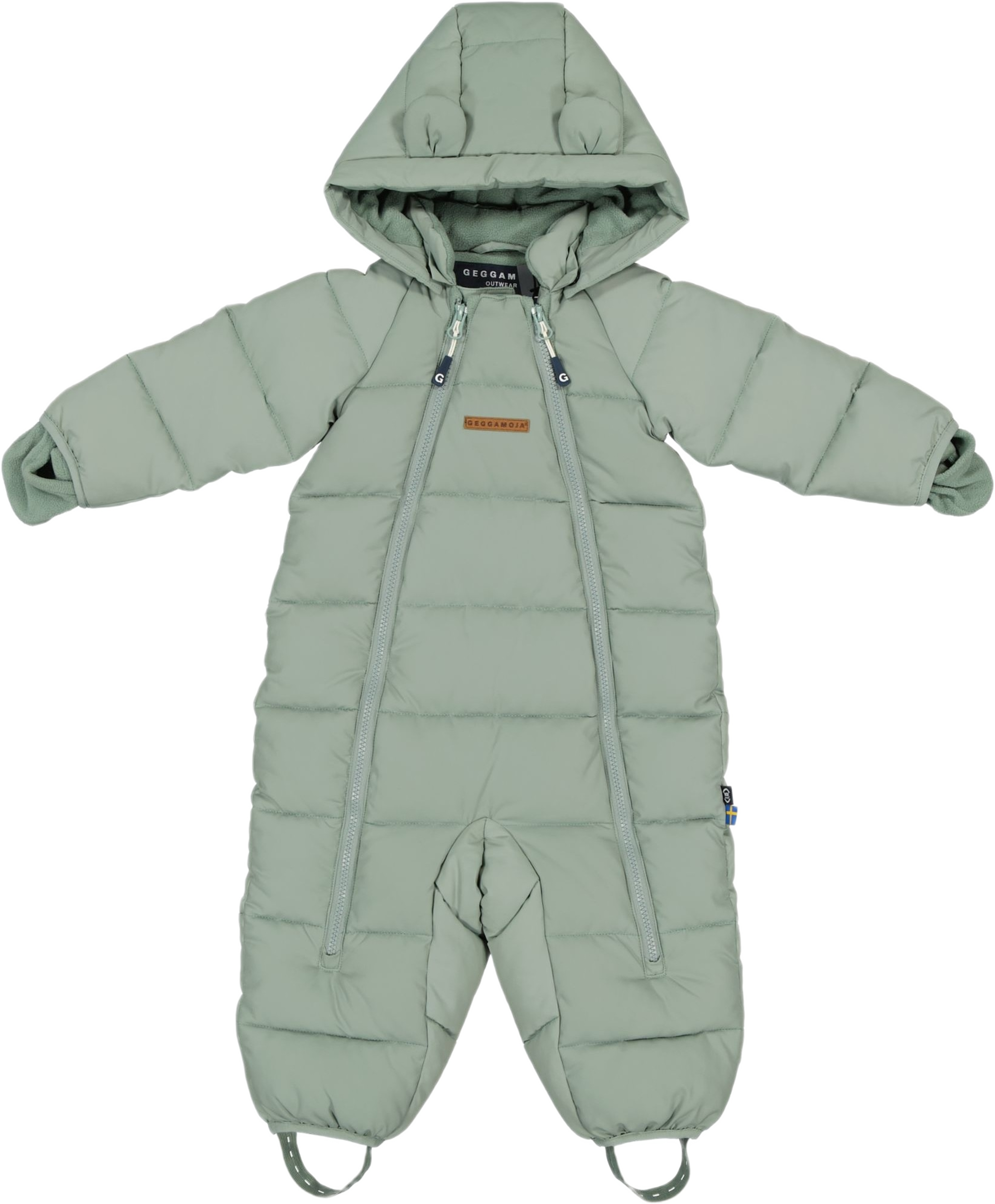 Vinteroverall Baby, från Geggamoja, i färgen moss green. Klicka för att öppna bilden i stort format