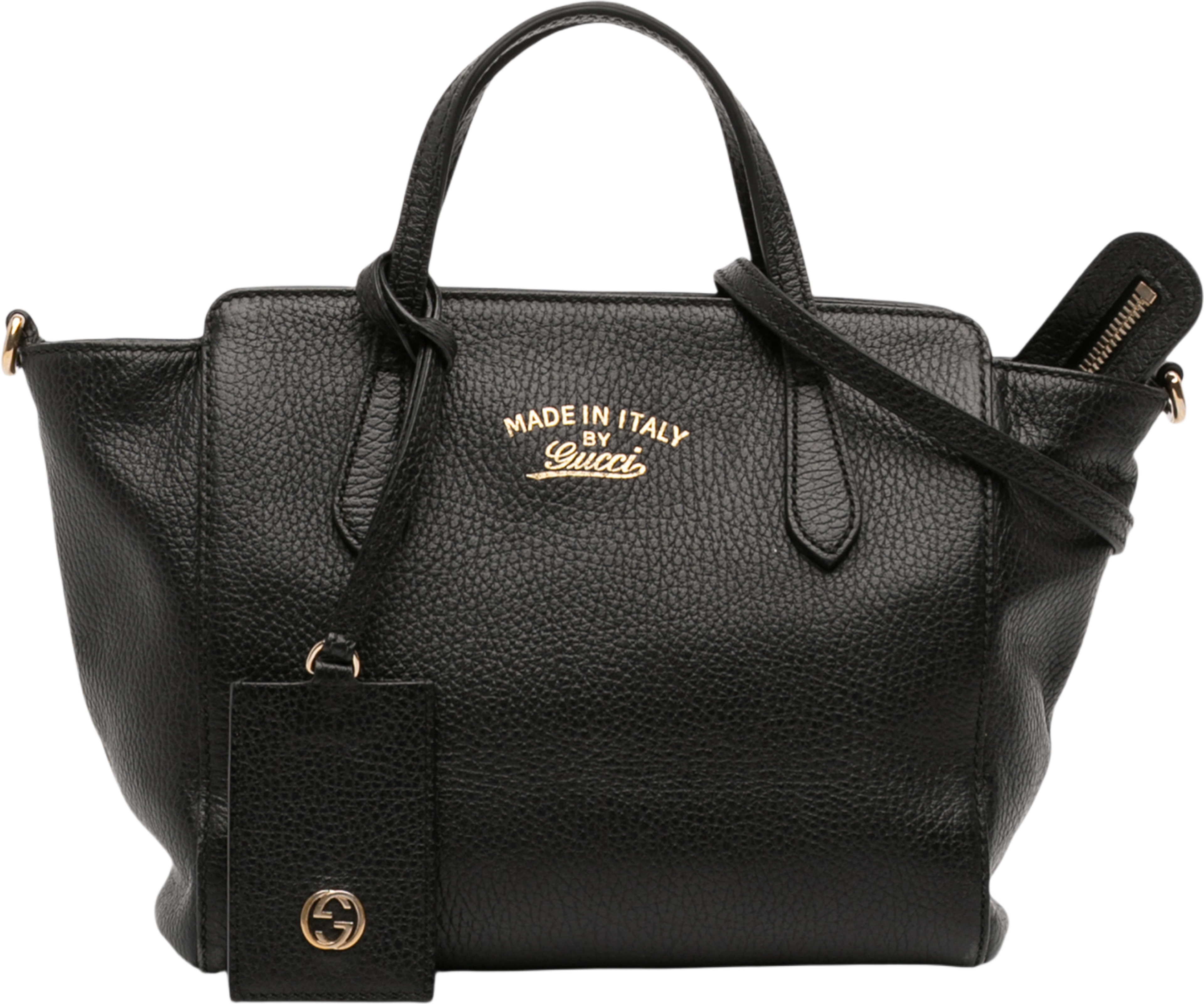 Gucci Mini Leather Swing Satchel, från Luxclusif, i färgen black. Klicka för att öppna bilden i stort format