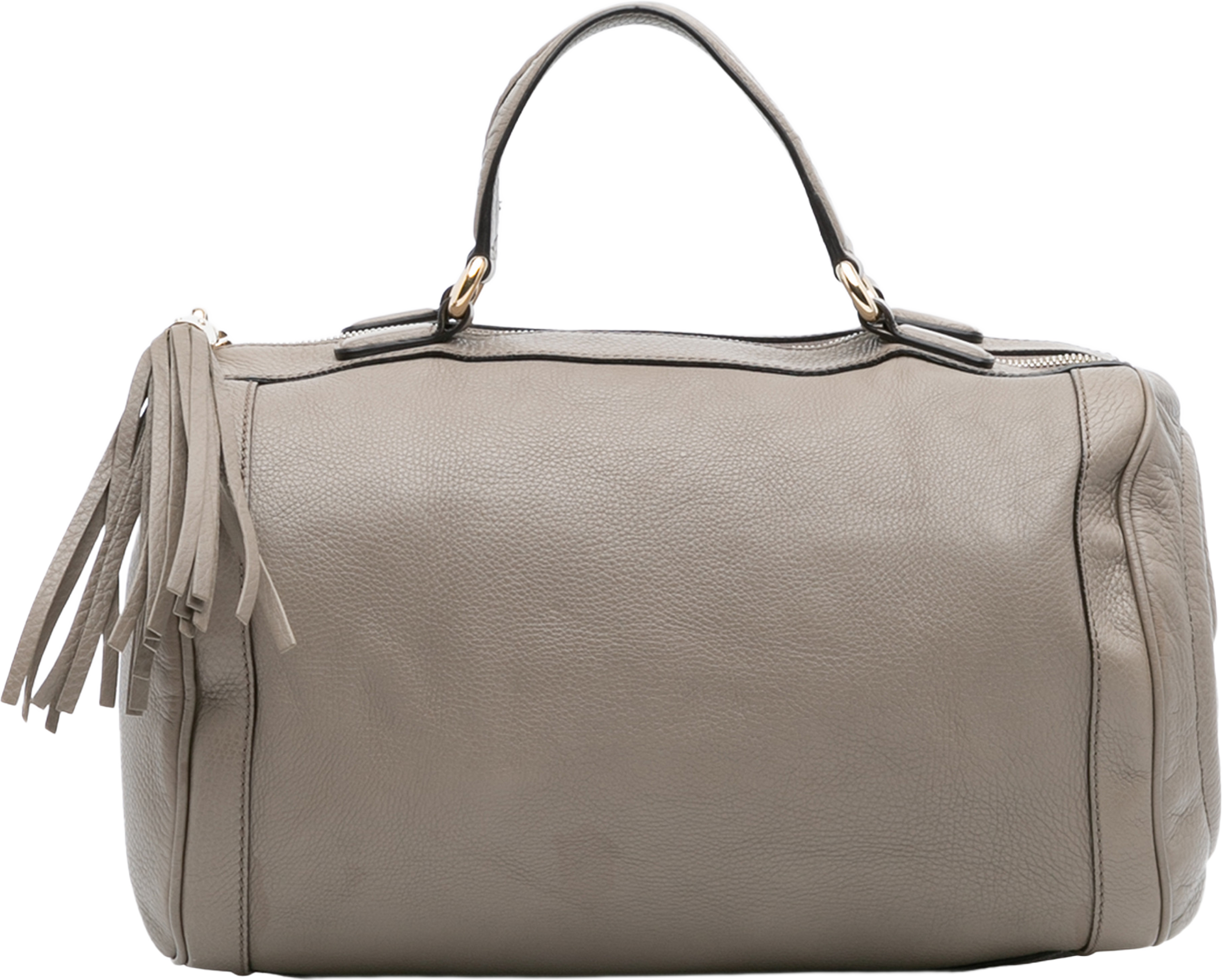 Gucci Medium Pebbled Calfskin Soho Boston Bag, från Luxclusif, i färgen gray. Klicka för att öppna bilden i stort format