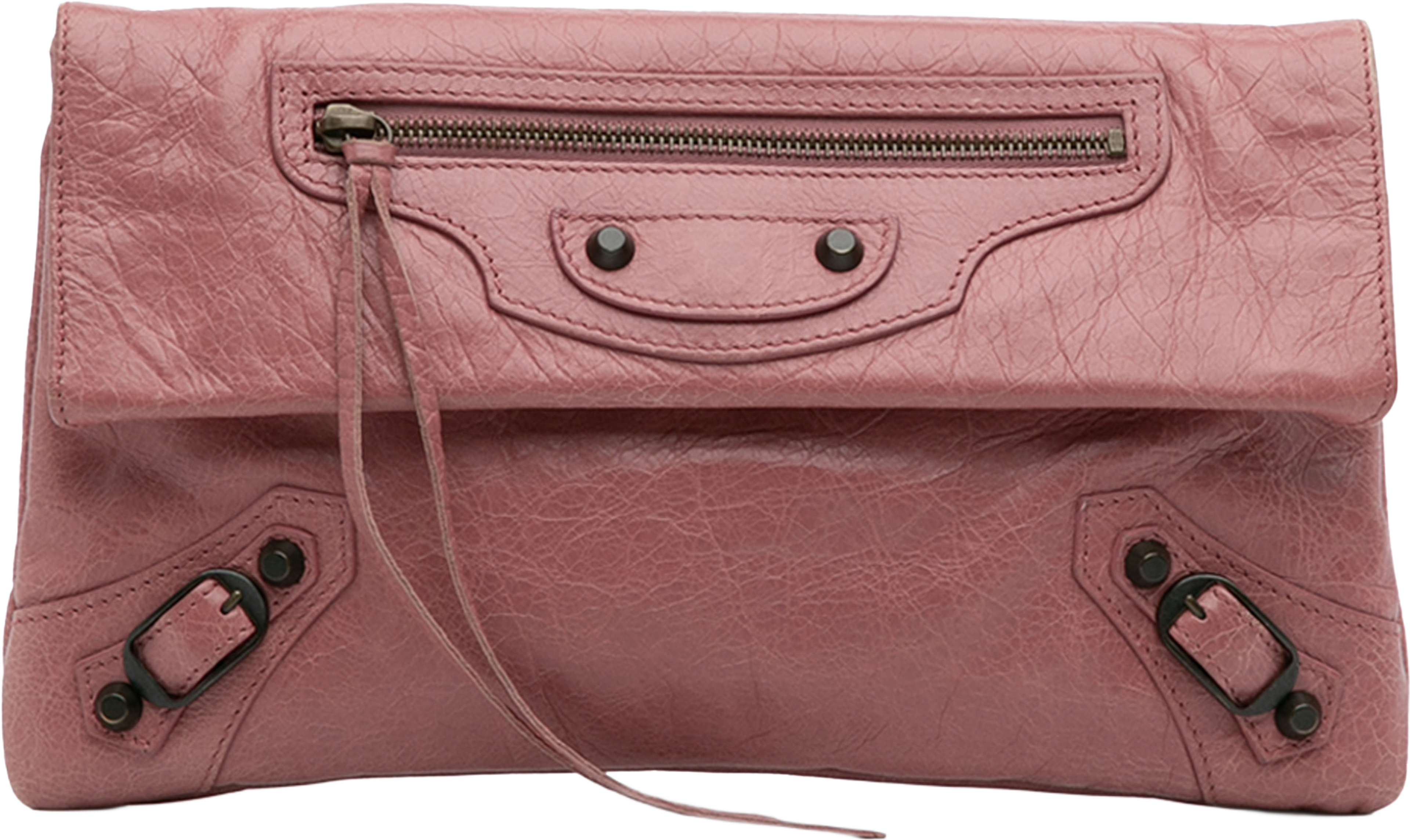 Balenciaga Lambskin Motocross Classic Envelope Clutch, från Luxclusif, i färgen pink. Klicka för att öppna bilden i stort format