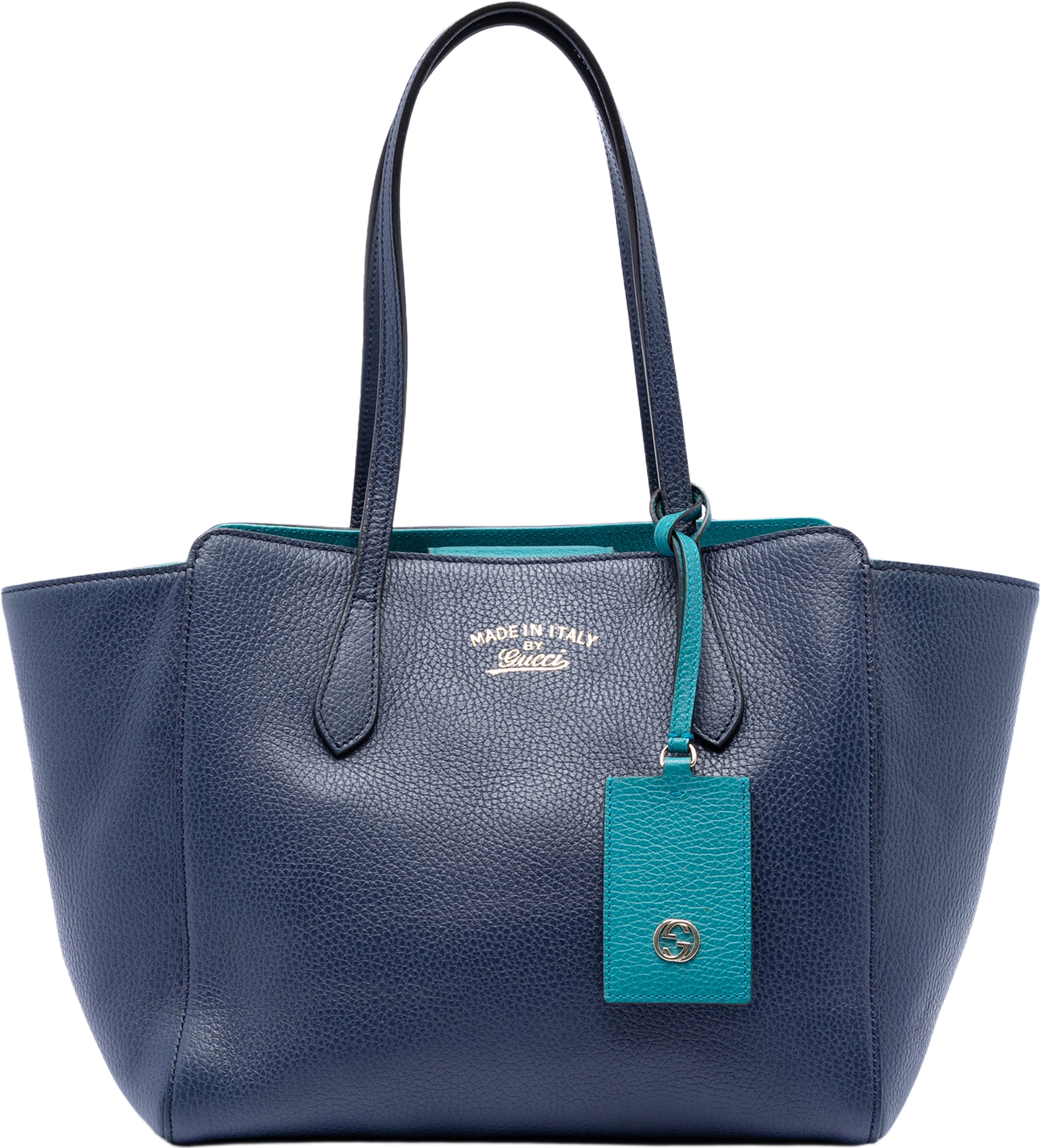 Gucci Medium Dollar Calfskin Swing Tote, från Luxclusif, i färgen dark blue. Klicka för att öppna bilden i stort format