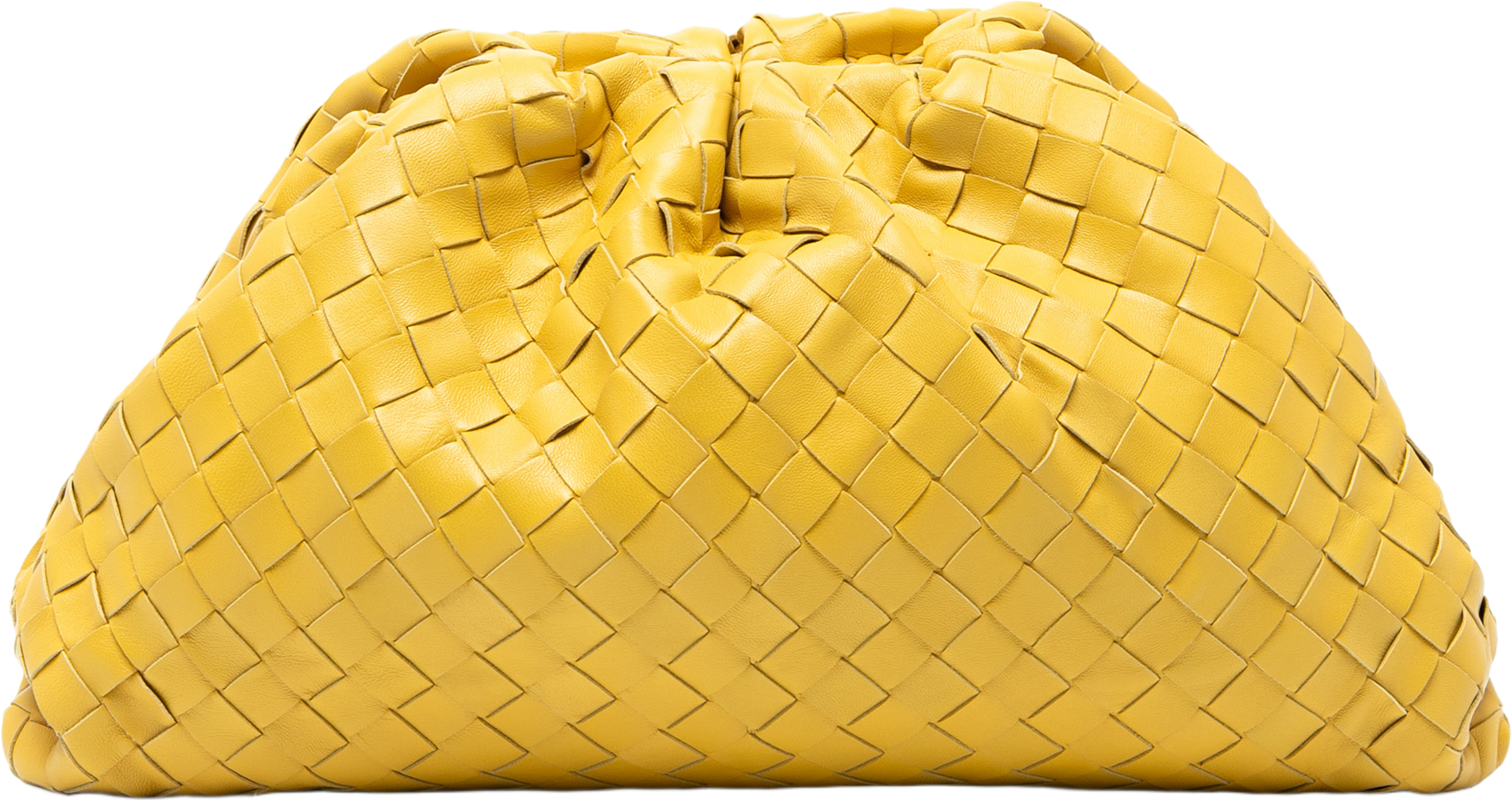 Bottega Veneta Nappa Intrecciato The Pouch, från Luxclusif, i färgen yellow. Klicka för att öppna bilden i stort format