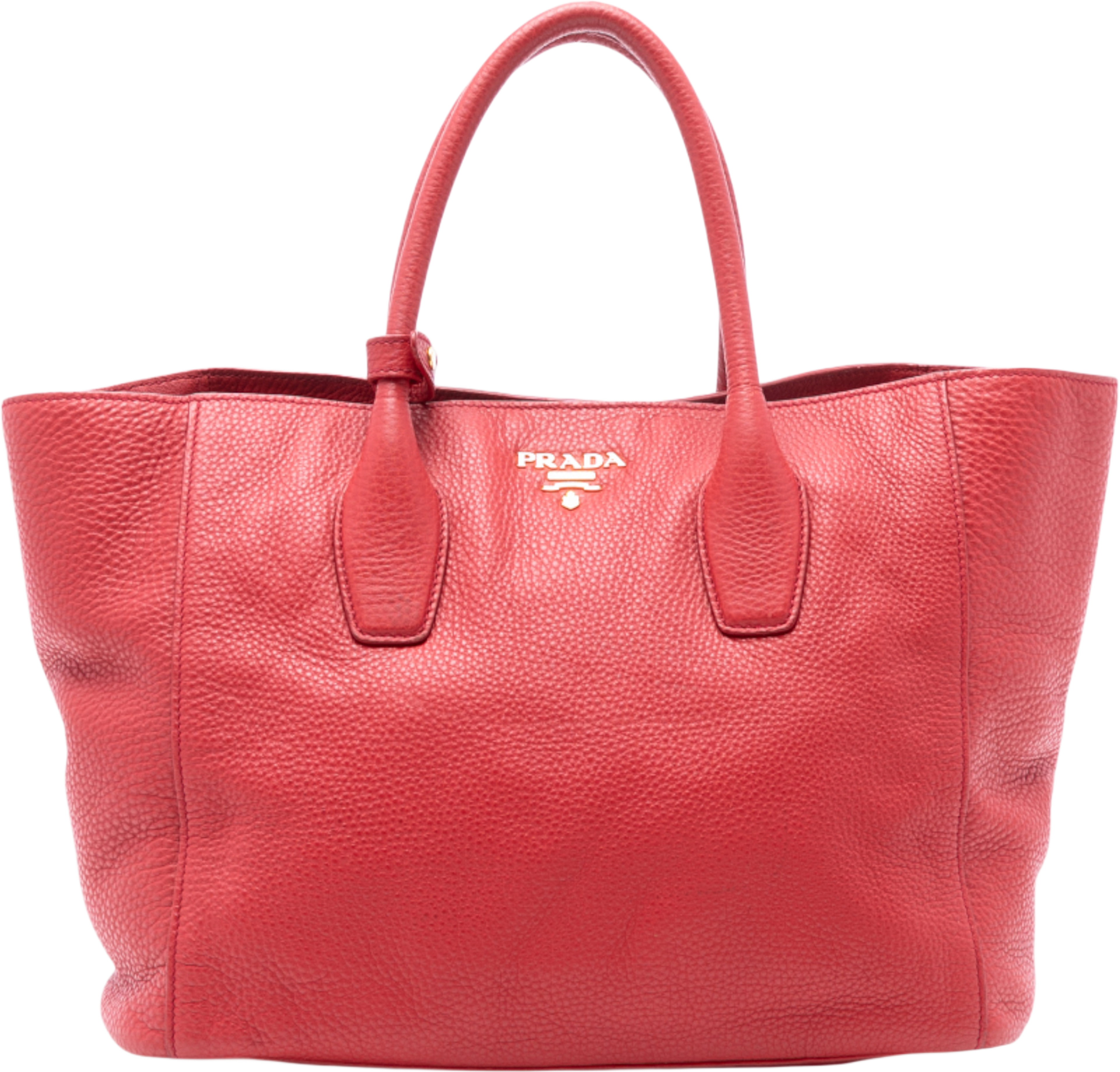 Prada Vitello Daino Open Convertible Tote, från Luxclusif, i färgen red. Klicka för att öppna bilden i stort format
