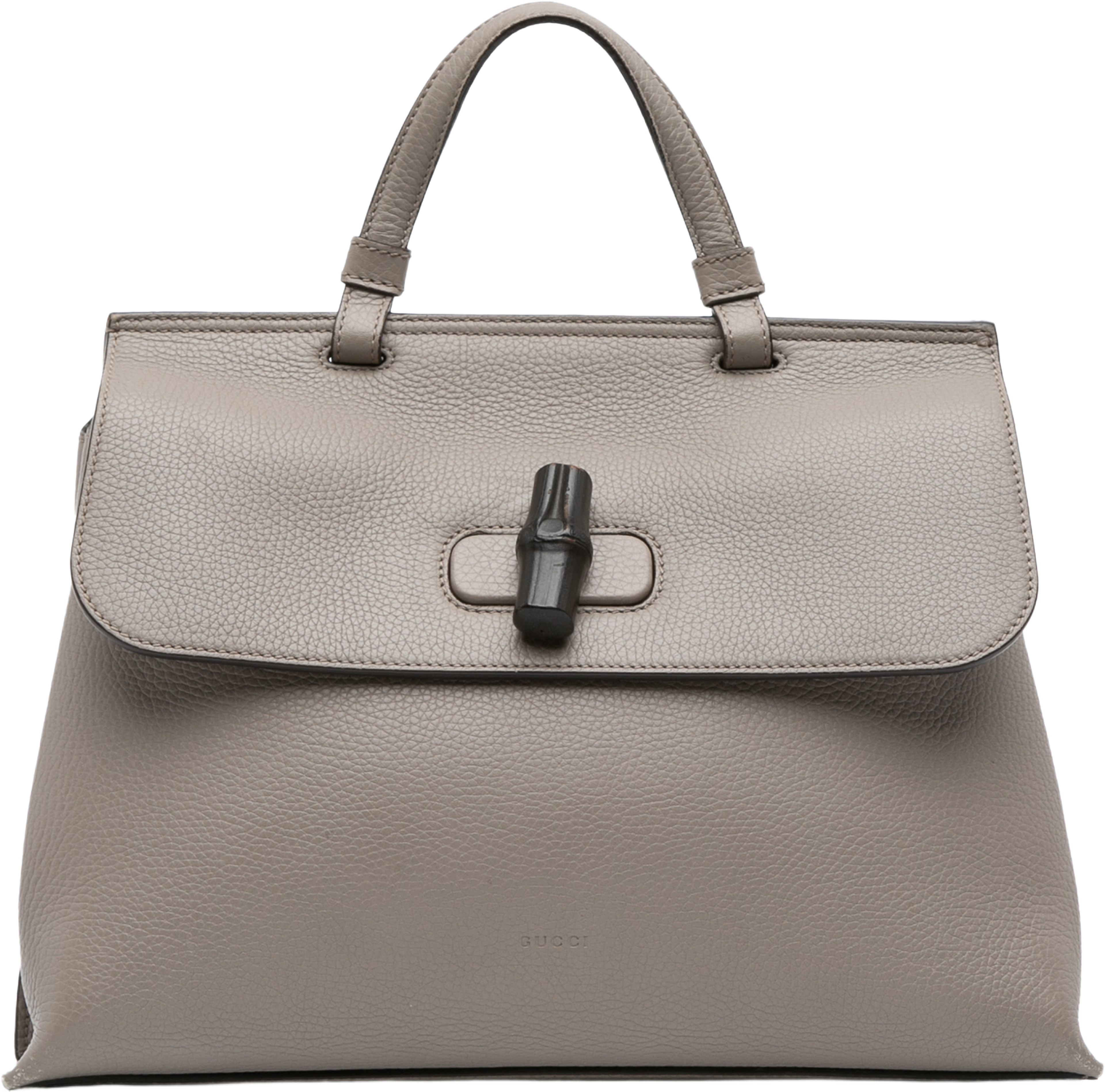 Gucci Medium Leather Bamboo Daily Satchel, från Luxclusif, i färgen taupe. Klicka för att öppna bilden i stort format