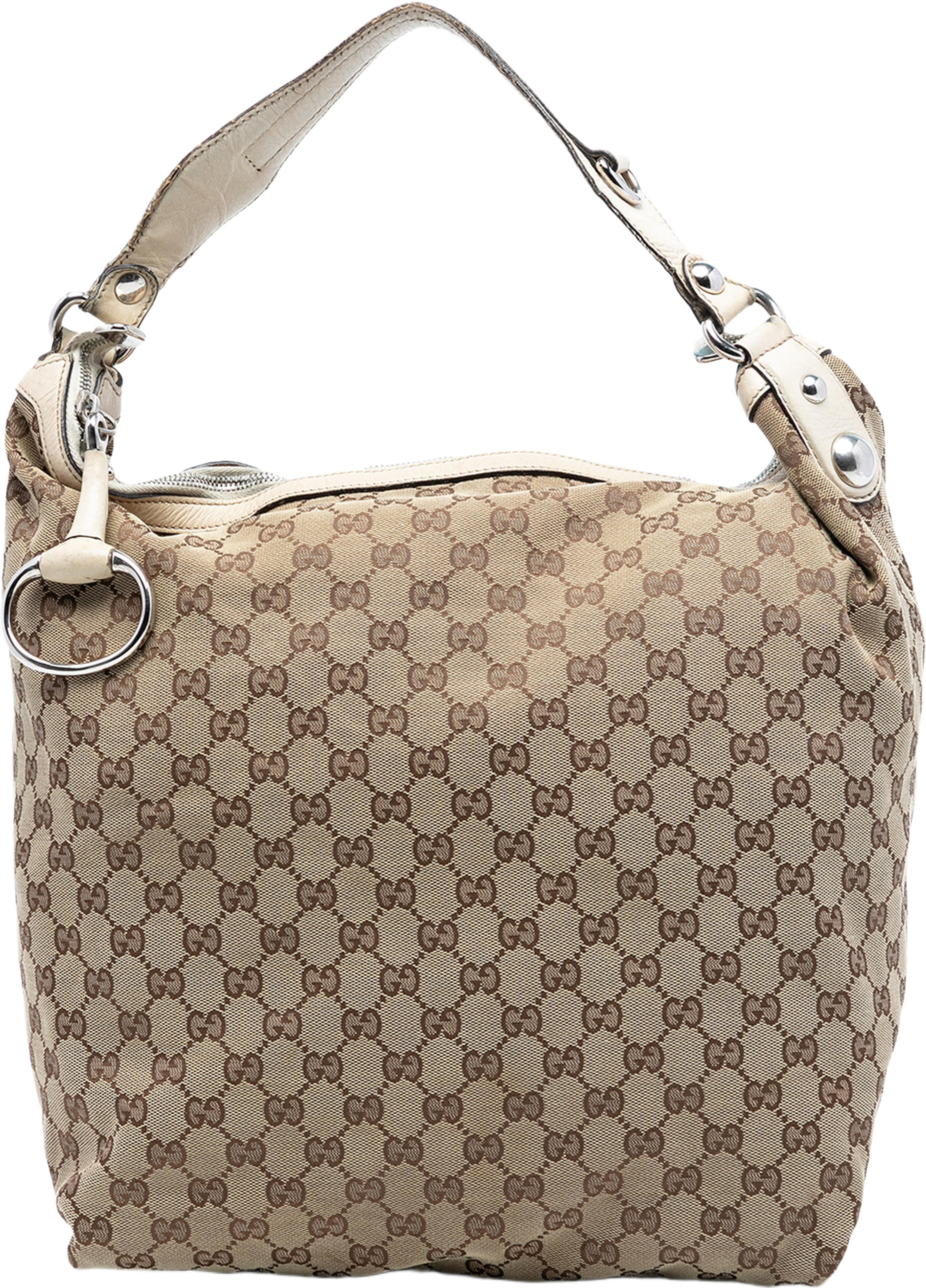 Gucci Large Gg Canvas Icon Bit Hobo, från Luxclusif, i färgen beige. Klicka för att öppna bilden i stort format