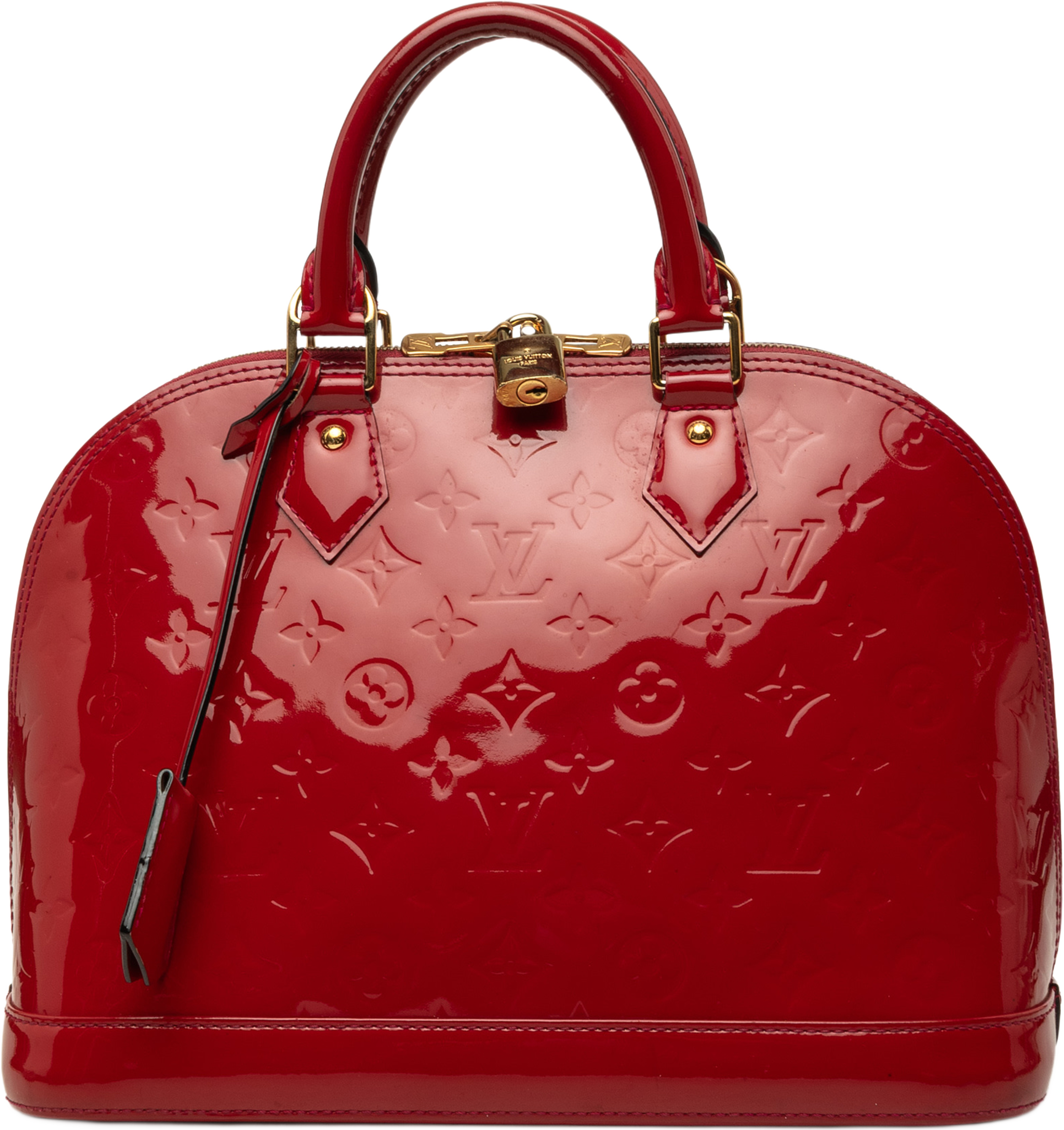 Louis Vuitton Monogram Vernis Alma Pm, från Luxclusif, i färgen röd. Klicka för att öppna bilden i stort format