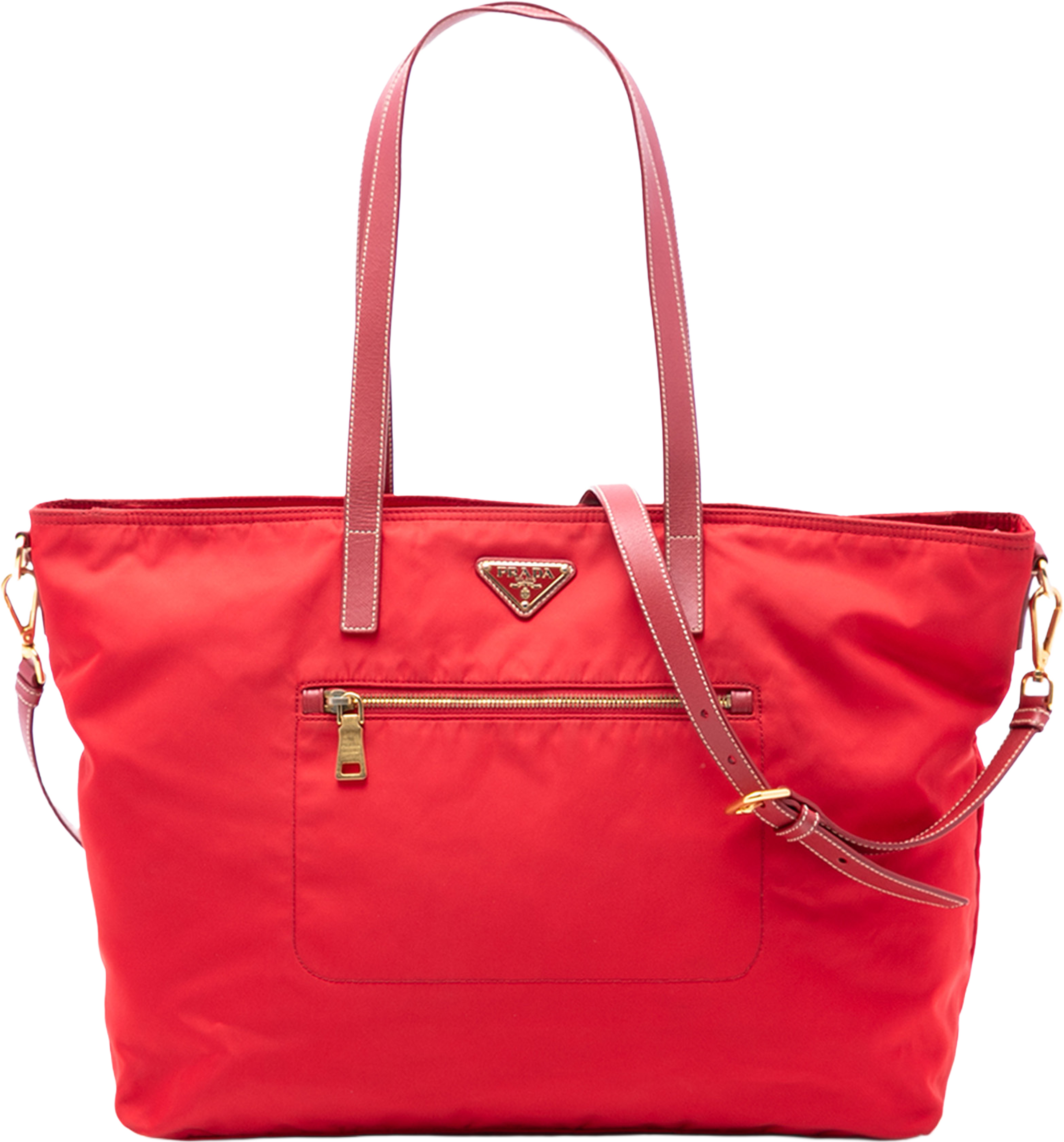 Prada Tessuto Satchel, från Luxclusif, i färgen red. Klicka för att öppna bilden i stort format