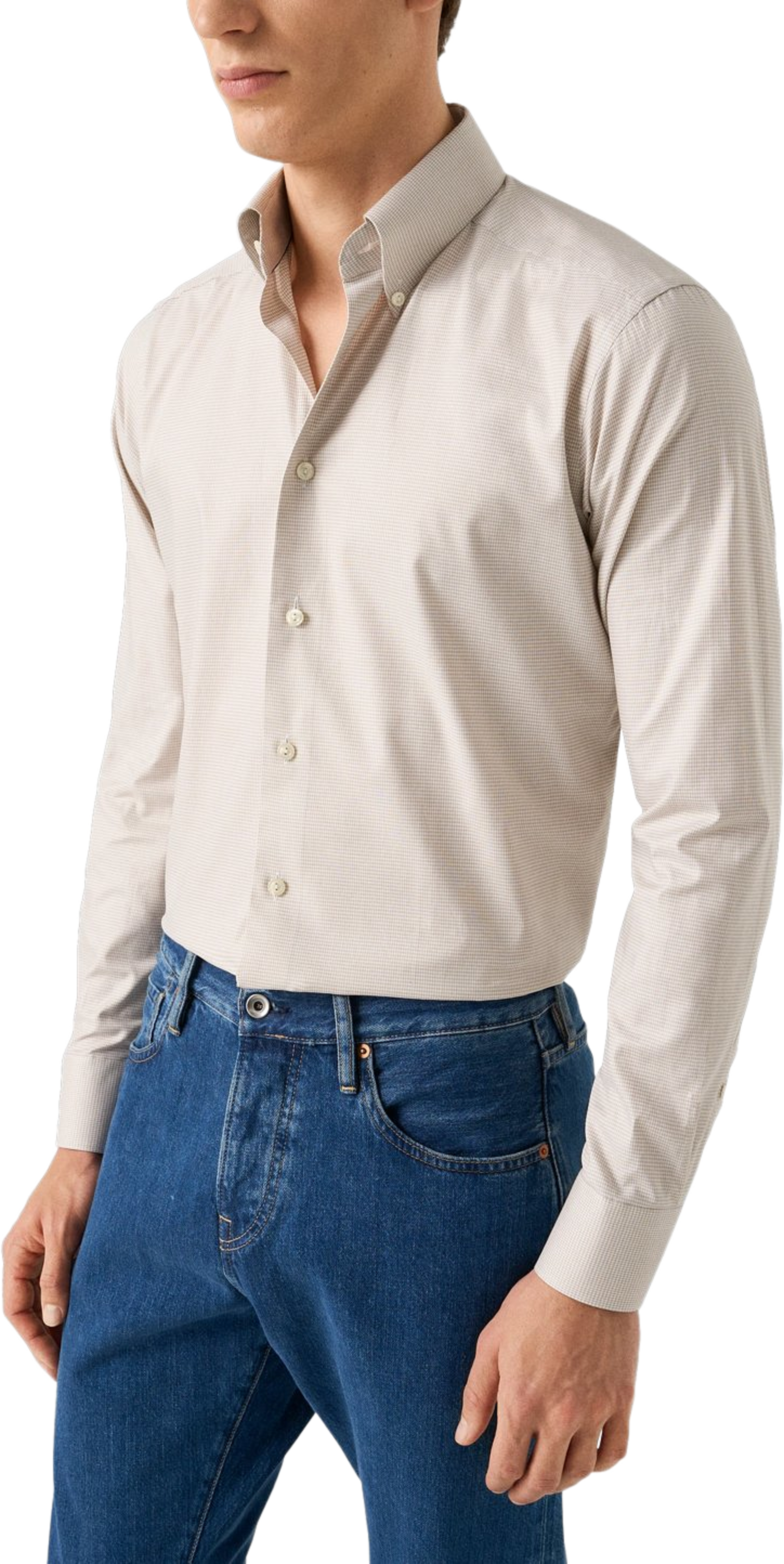 Rutig Skjorta I Signature Oxford Contemporary Fit