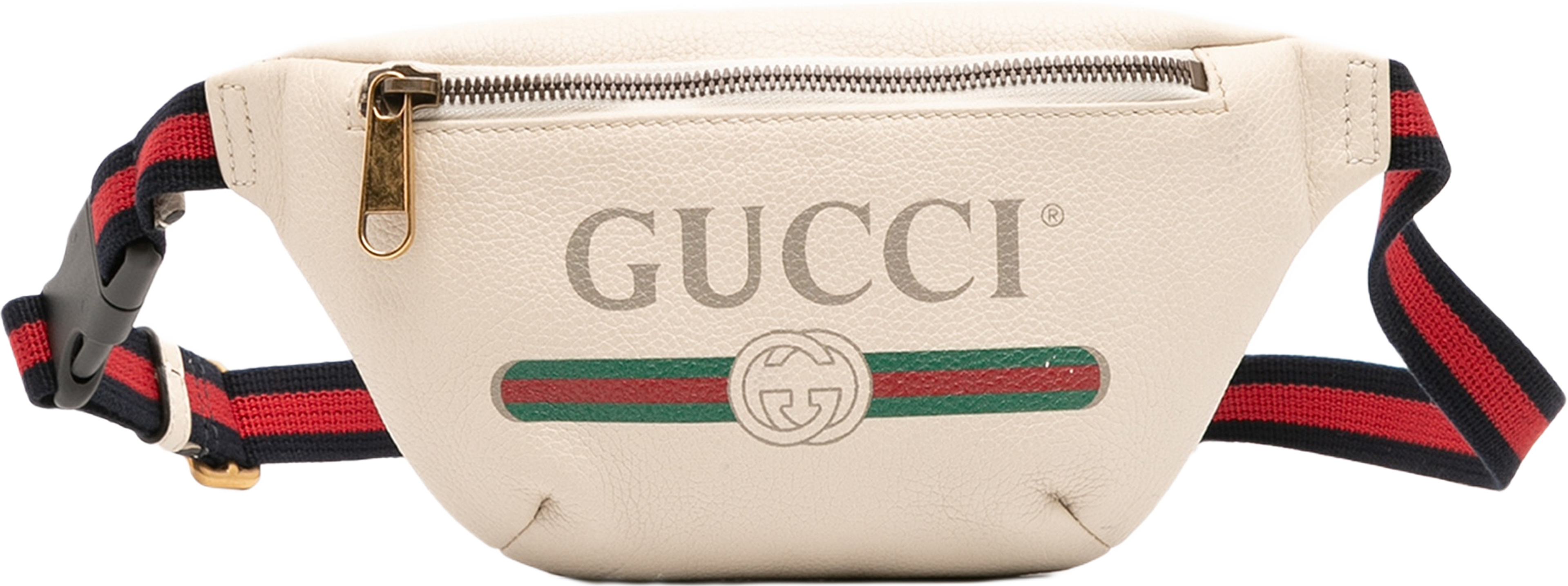 Gucci Leather Logo Belt Bag, från Luxclusif, i färgen white.