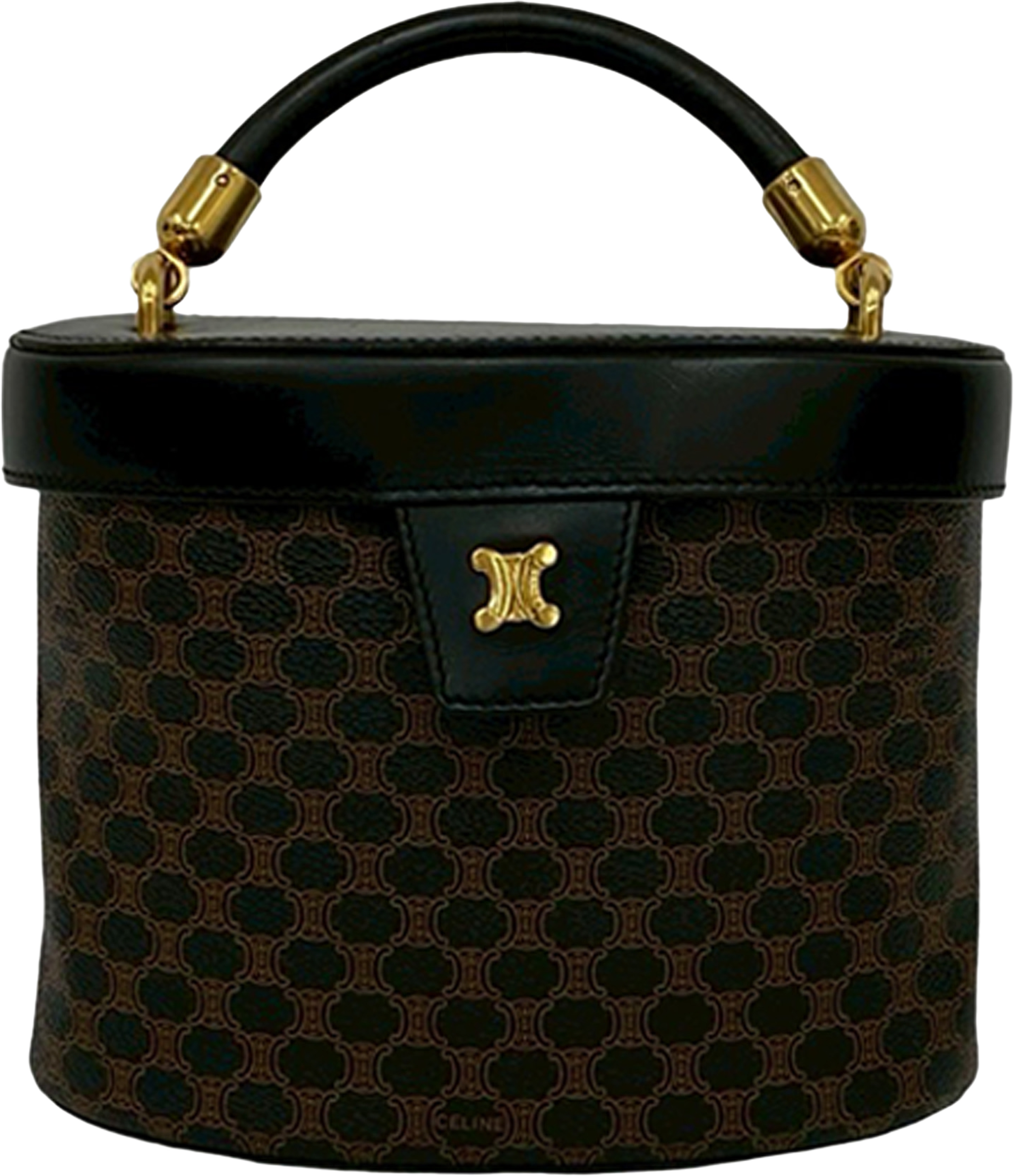 Celine Macadam Coated Canvas Vanity Bag, från Luxclusif, i färgen black. Klicka för att öppna bilden i stort format