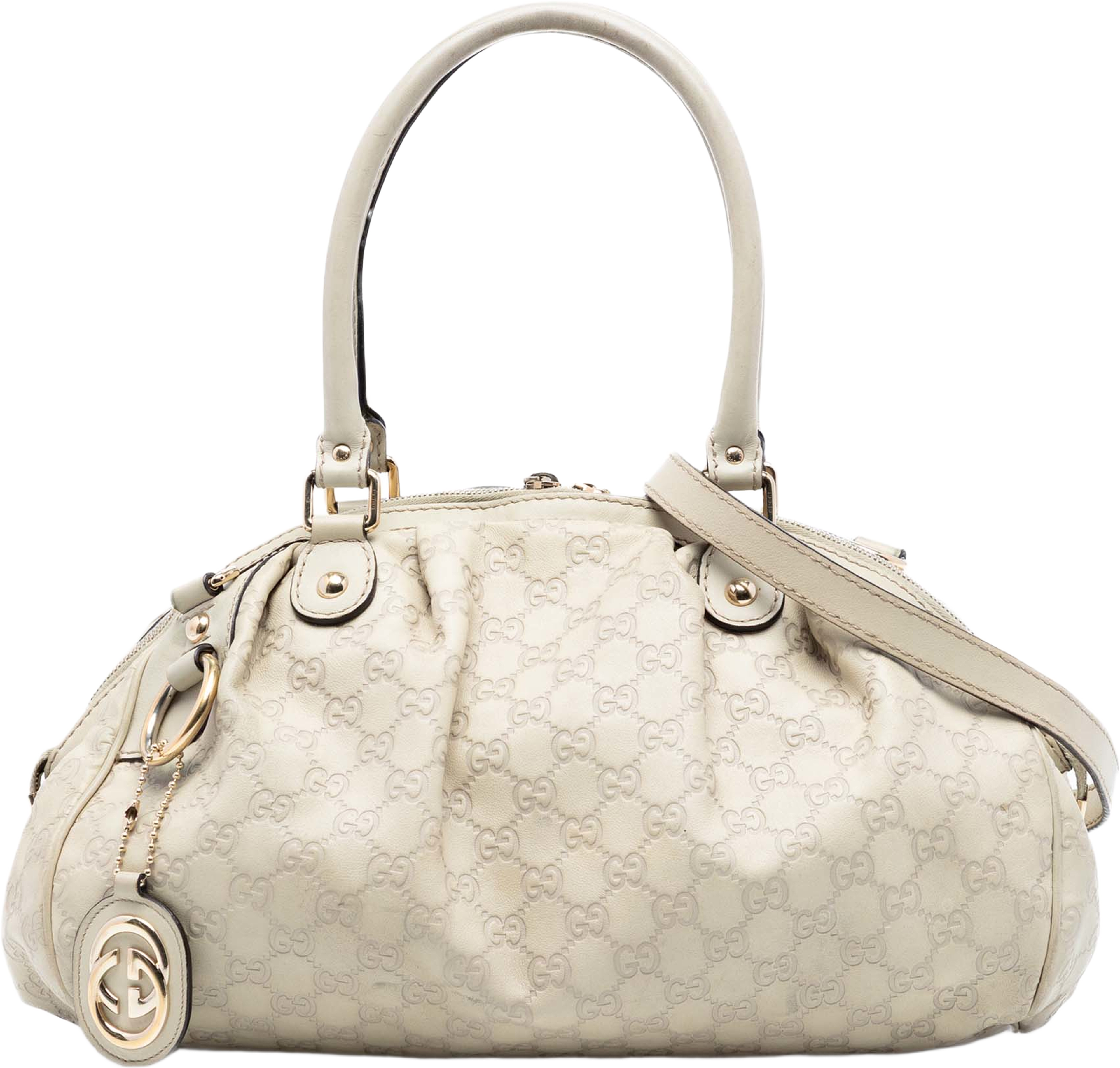 Gucci Guccissima Sukey Satchel, från Luxclusif, i färgen white. Klicka för att öppna bilden i stort format
