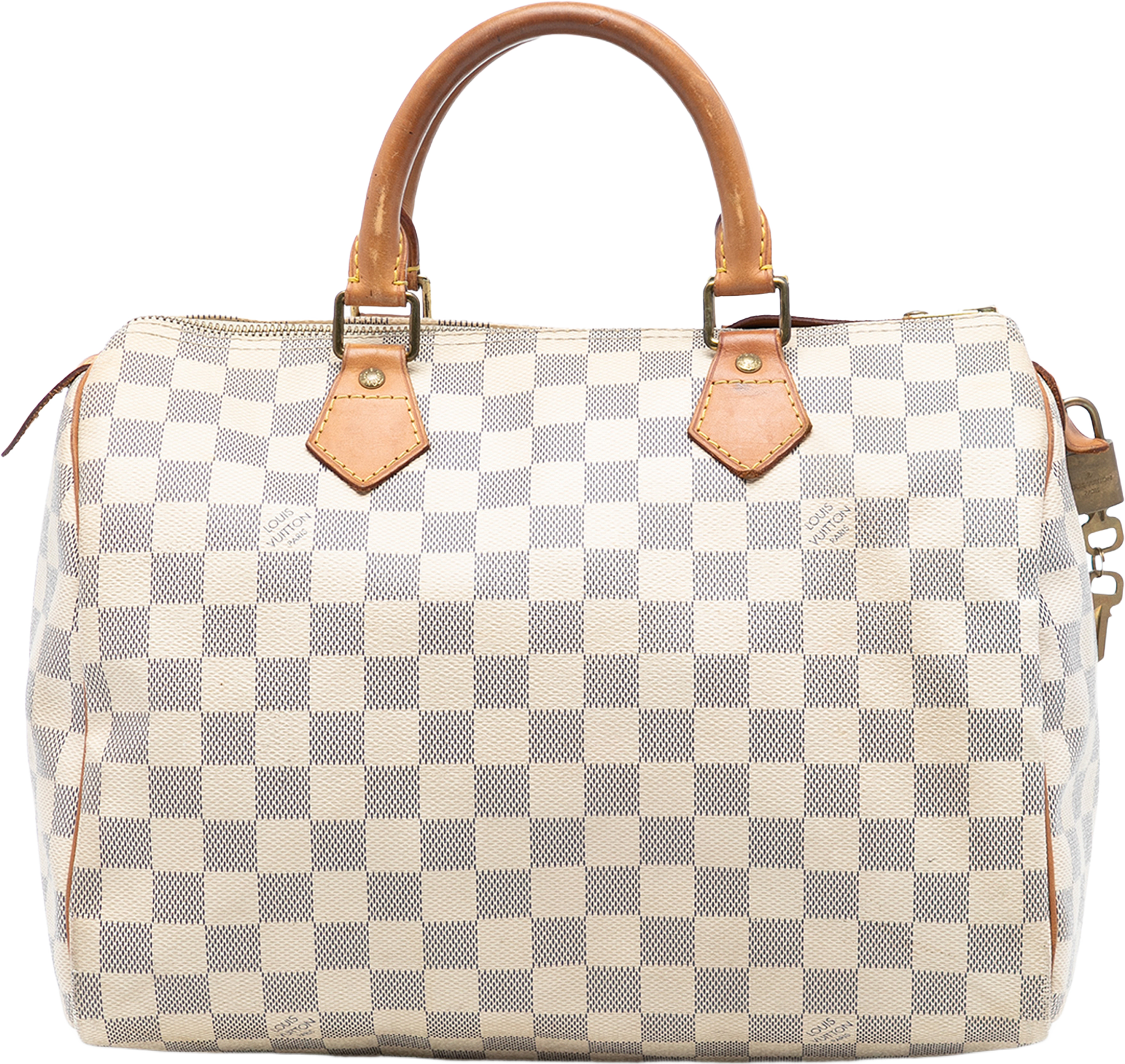 Louis Vuitton Damier Azur Speedy 30, från Luxclusif, i färgen white. Klicka för att öppna bilden i stort format