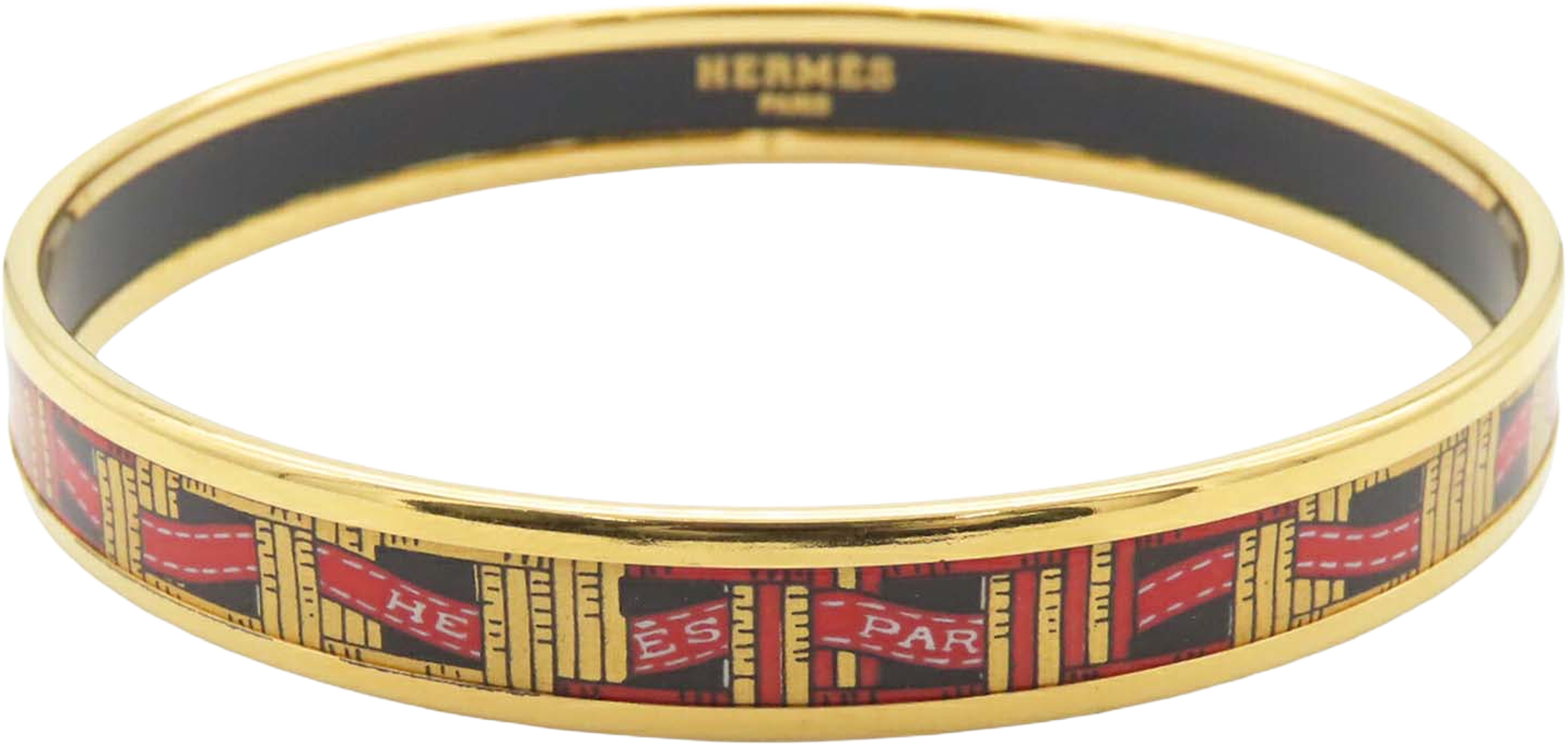 Hermès Narrow Emailles Enamel Bangle 62, från Luxclusif, i färgen gold. Klicka för att öppna bilden i stort format
