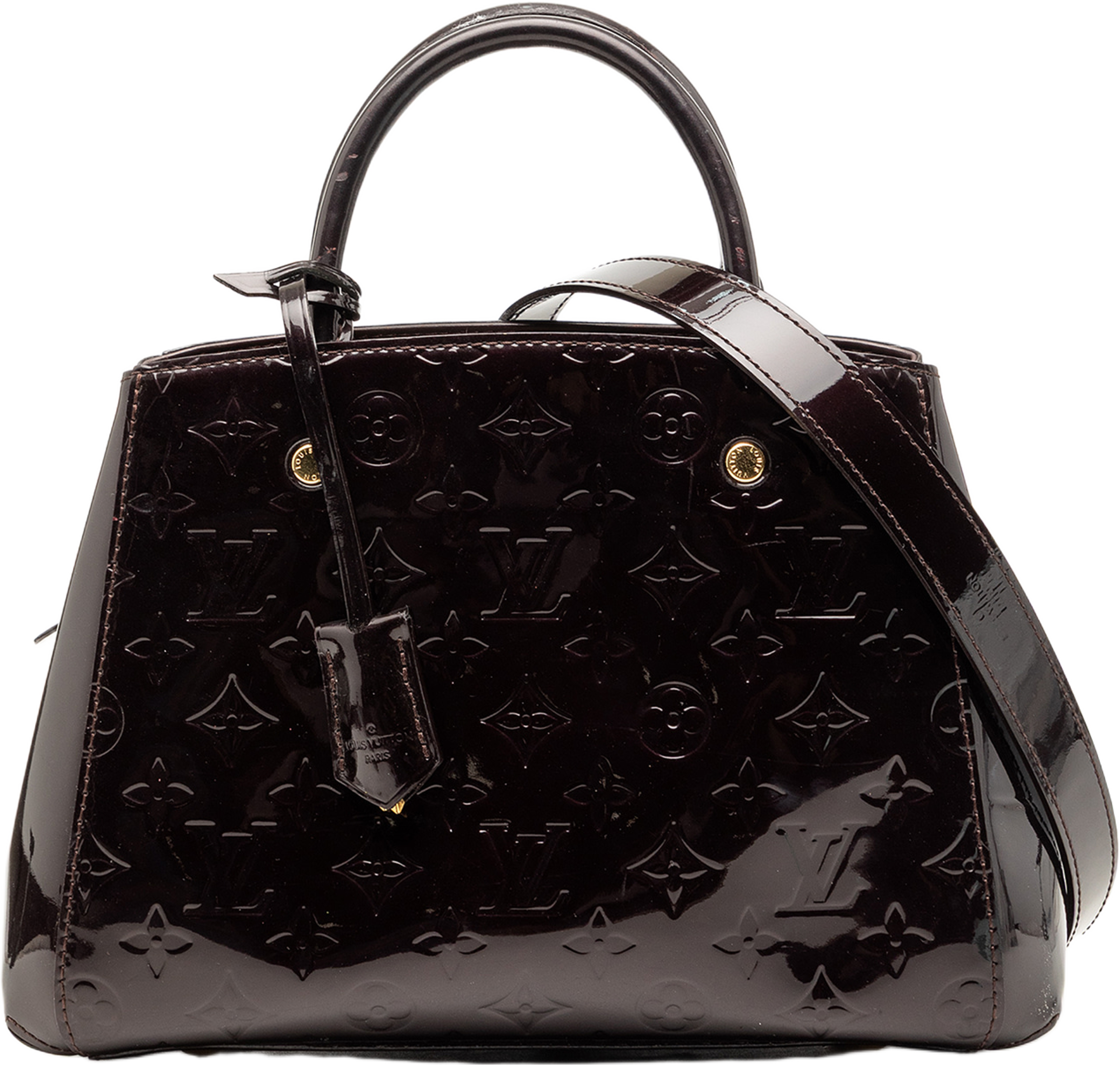 Louis Vuitton Monogram Vernis Montaigne Bb, från Luxclusif, i färgen purple. Klicka för att öppna bilden i stort format