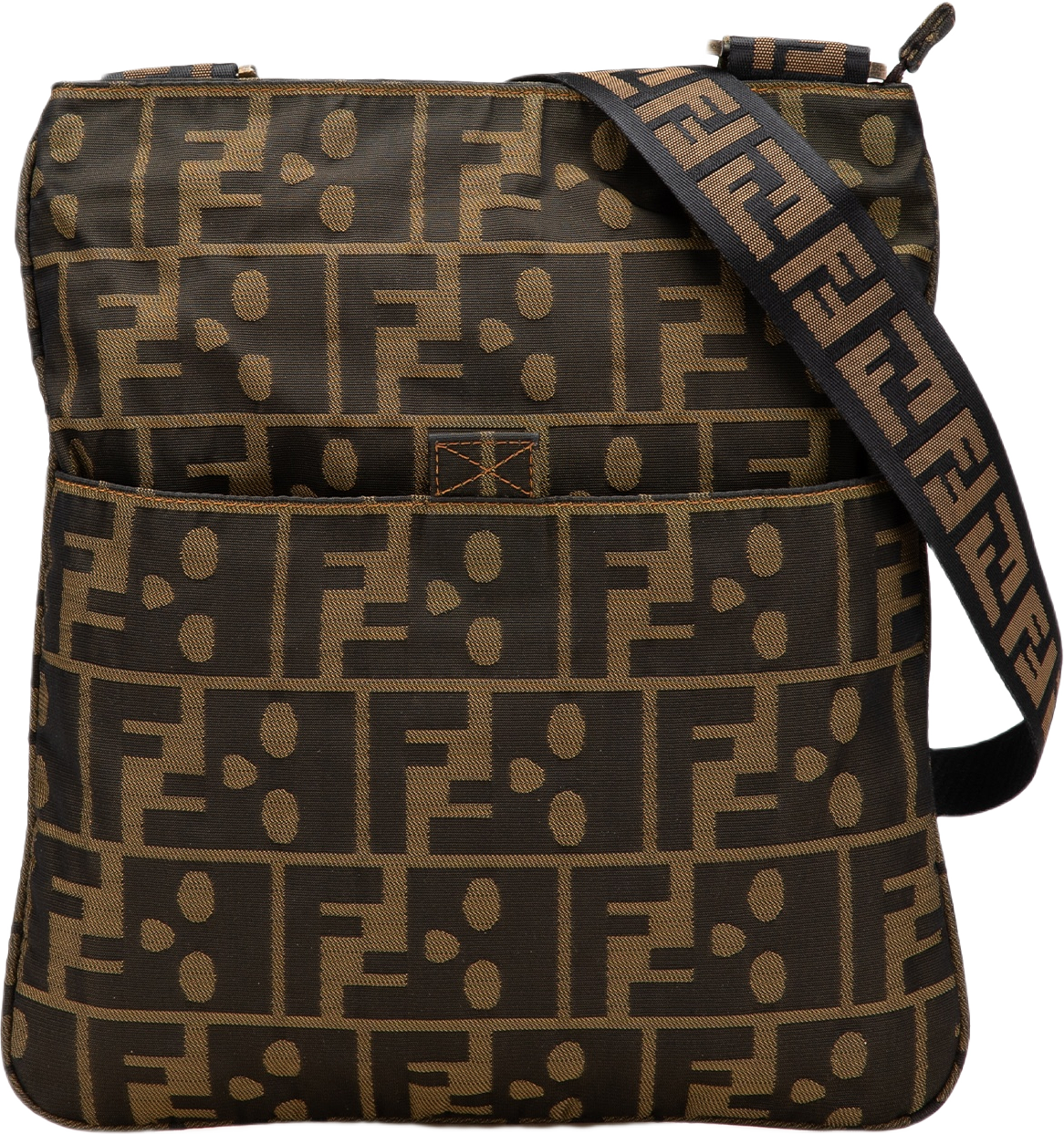 Fendi Zucca Canvas Skull Crossbody, från Luxclusif, i färgen brown. Klicka för att öppna bilden i stort format