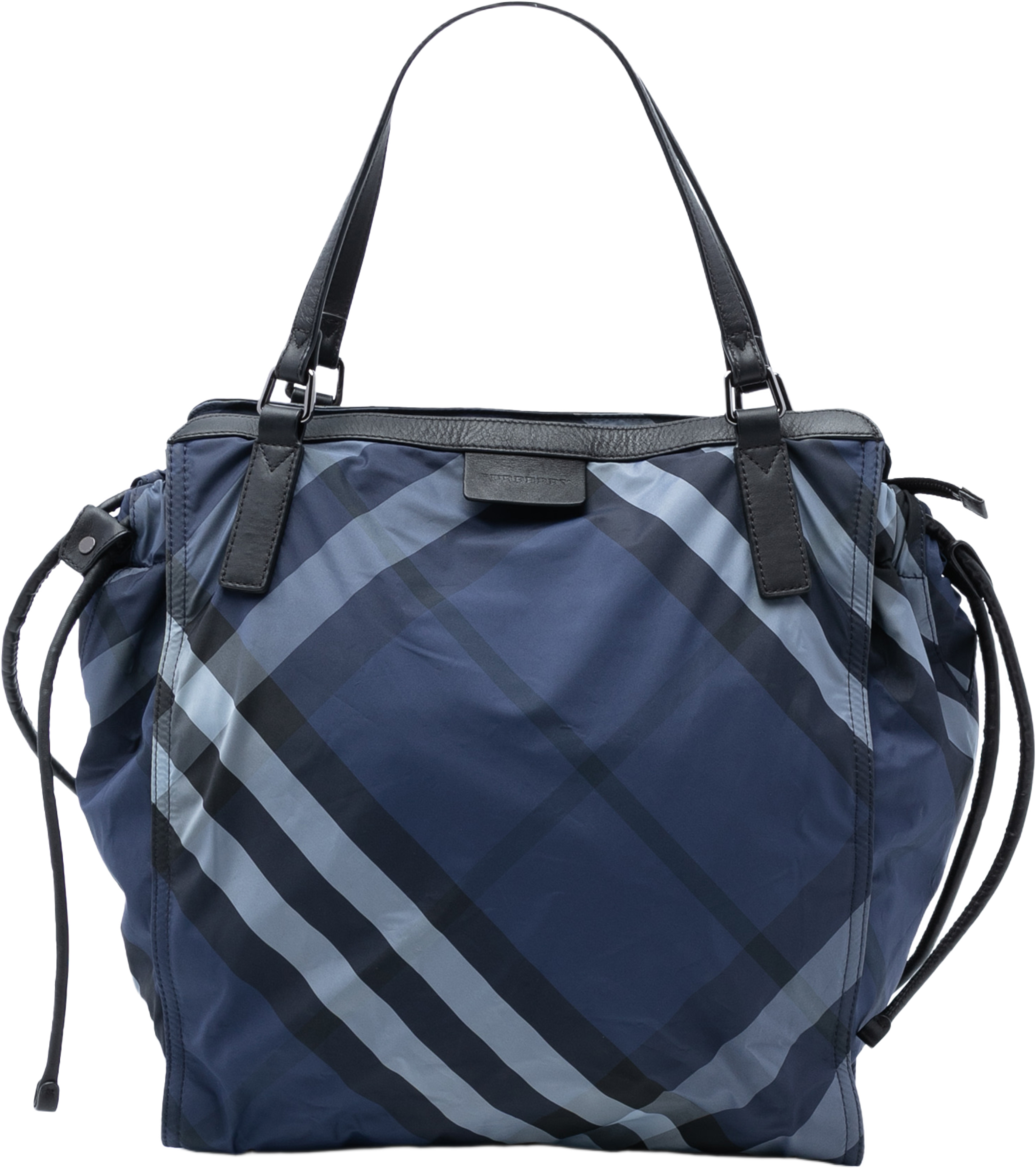 Burberry Supernova Check Nylon Buckleigh Tote, från Luxclusif, i färgen blue. Klicka för att öppna bilden i stort format