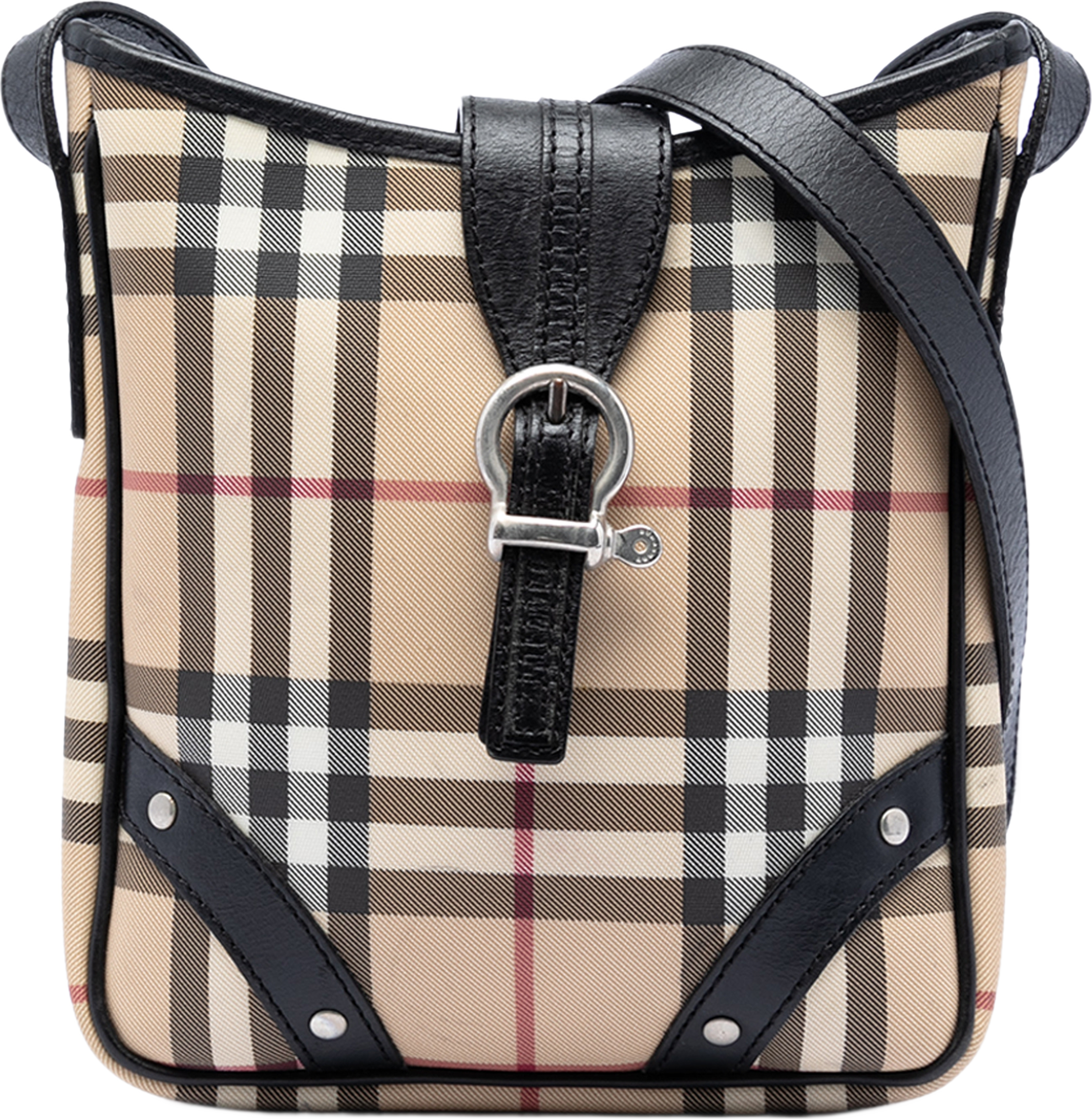 Burberry House Check Coated Canvas Crossbody, från Luxclusif, i färgen beige. Klicka för att öppna bilden i stort format