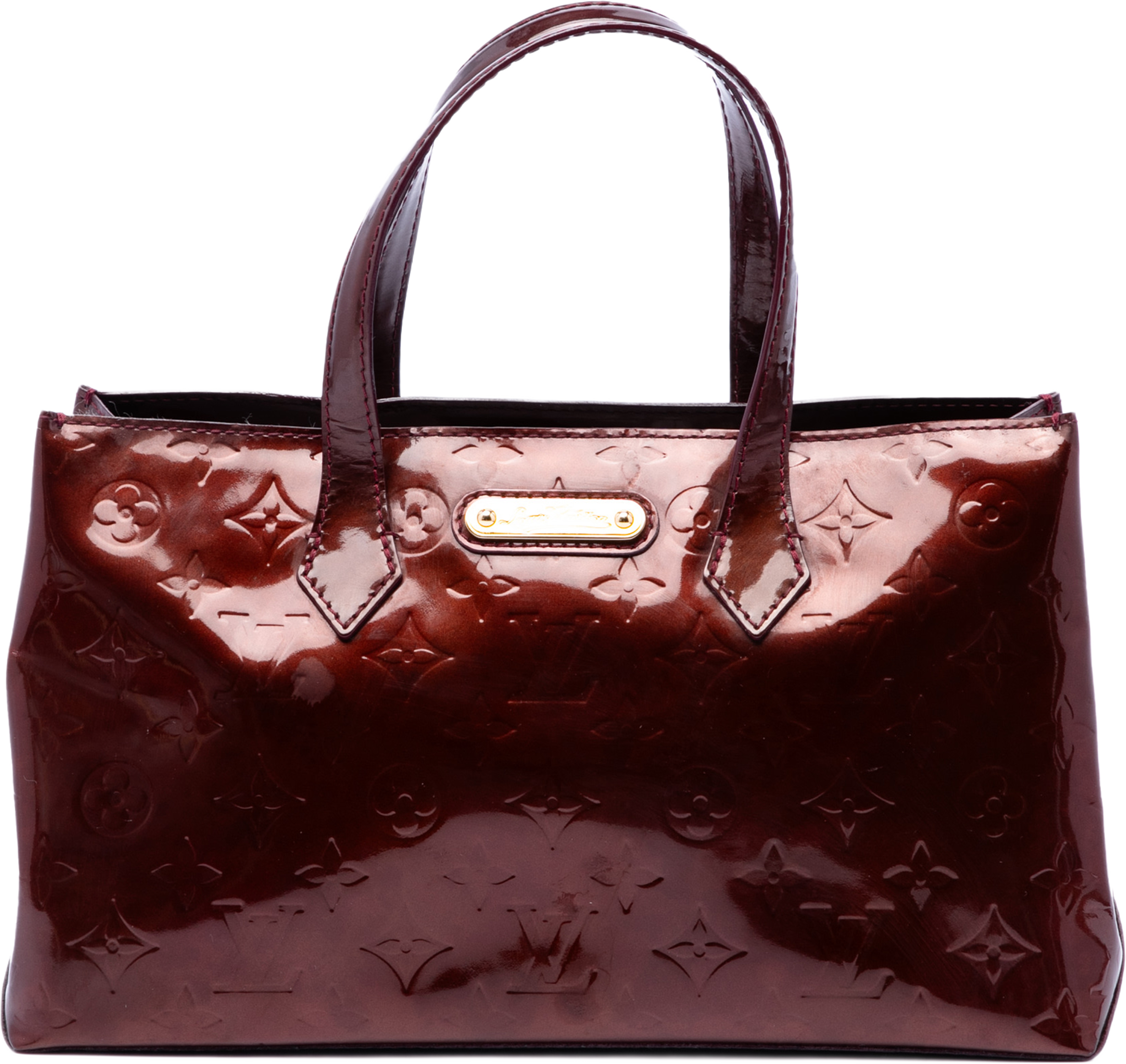 Louis Vuitton Monogram Vernis Wilshire Pm, från Luxclusif, i färgen röd. Klicka för att öppna bilden i stort format