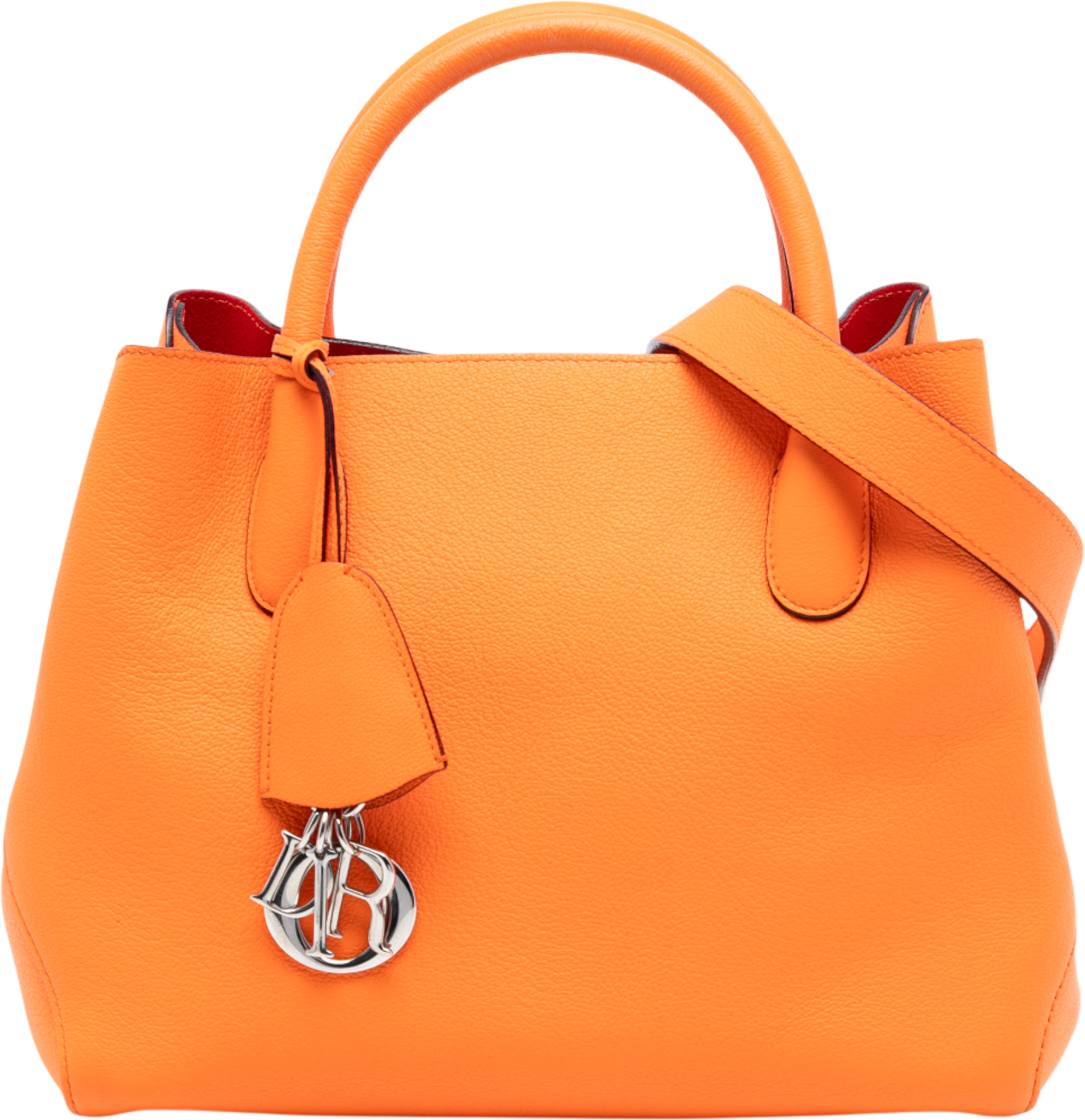 Dior Small Supple Grained Calfskin Open Bar Tote, från Luxclusif, i färgen orange. Klicka för att öppna bilden i stort format