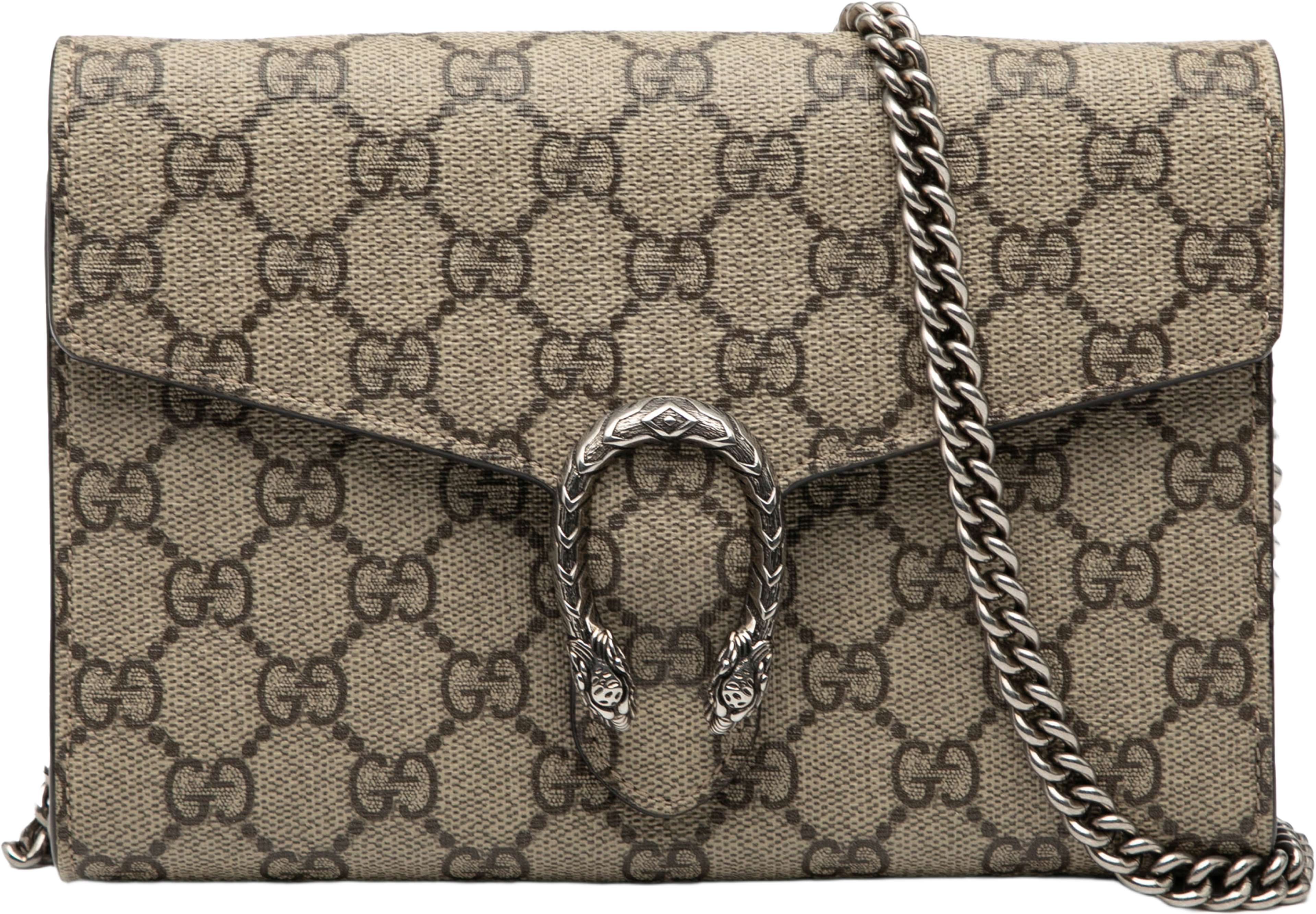 Gucci Gg Supreme Dionysus Chain Wallet, från Luxclusif, i färgen beige. Klicka för att öppna bilden i stort format