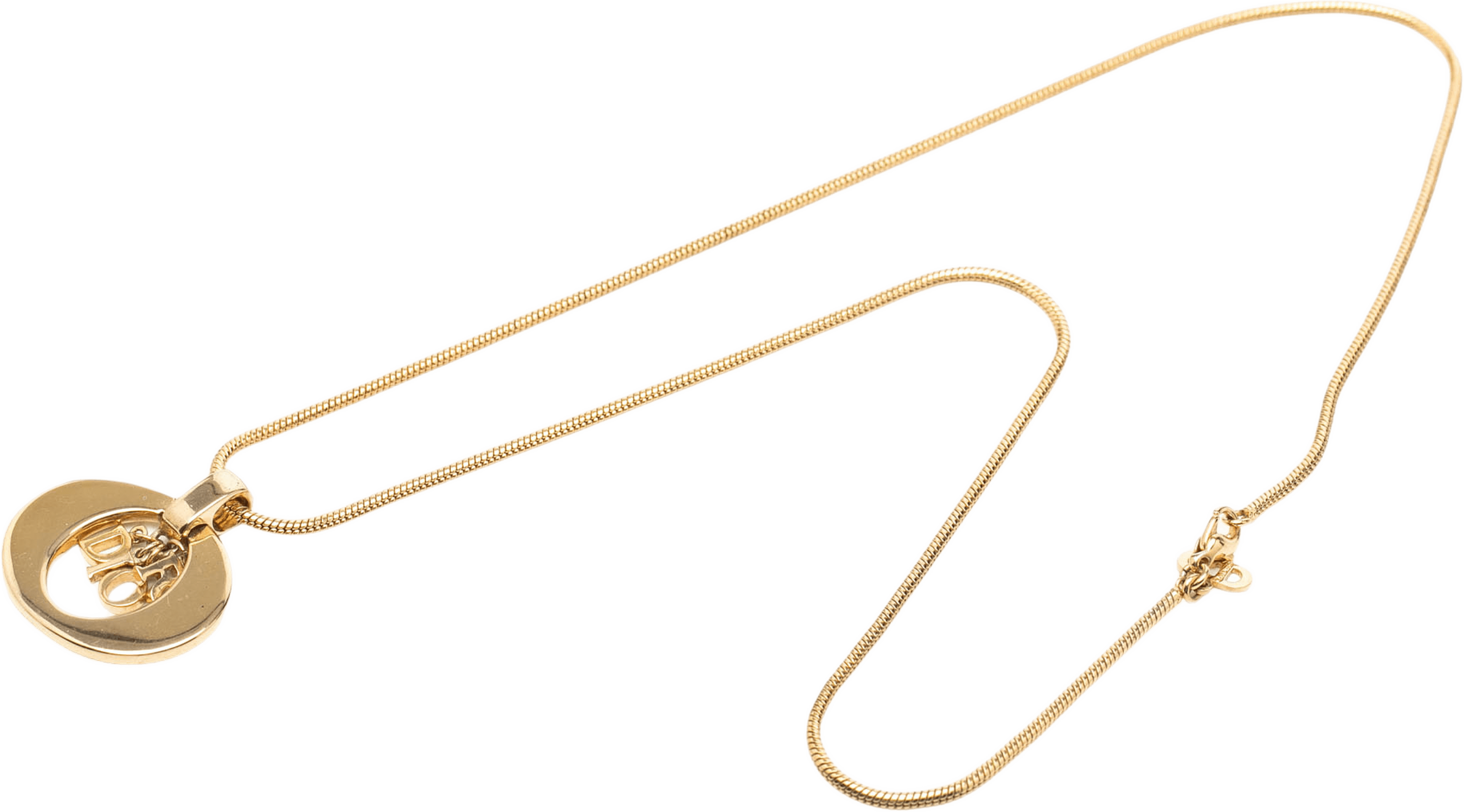 Dior Gold Plated Cd Logo Pendant Necklace, från Luxclusif, i färgen gold. Klicka för att öppna bilden i stort format