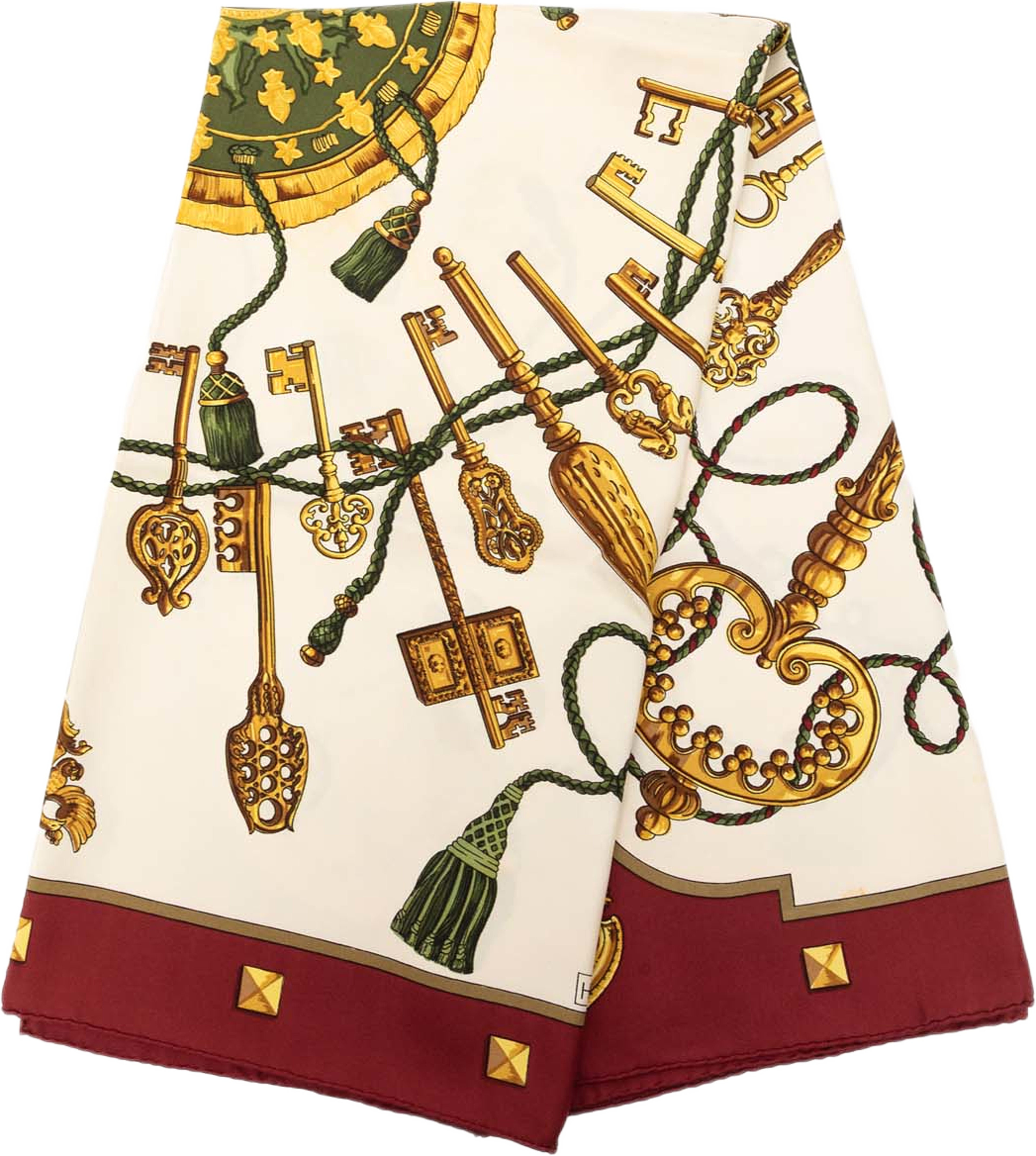 Hermès Les Cles Silk Scarf  90, från Luxclusif, i färgen röd. Klicka för att öppna bilden i stort format
