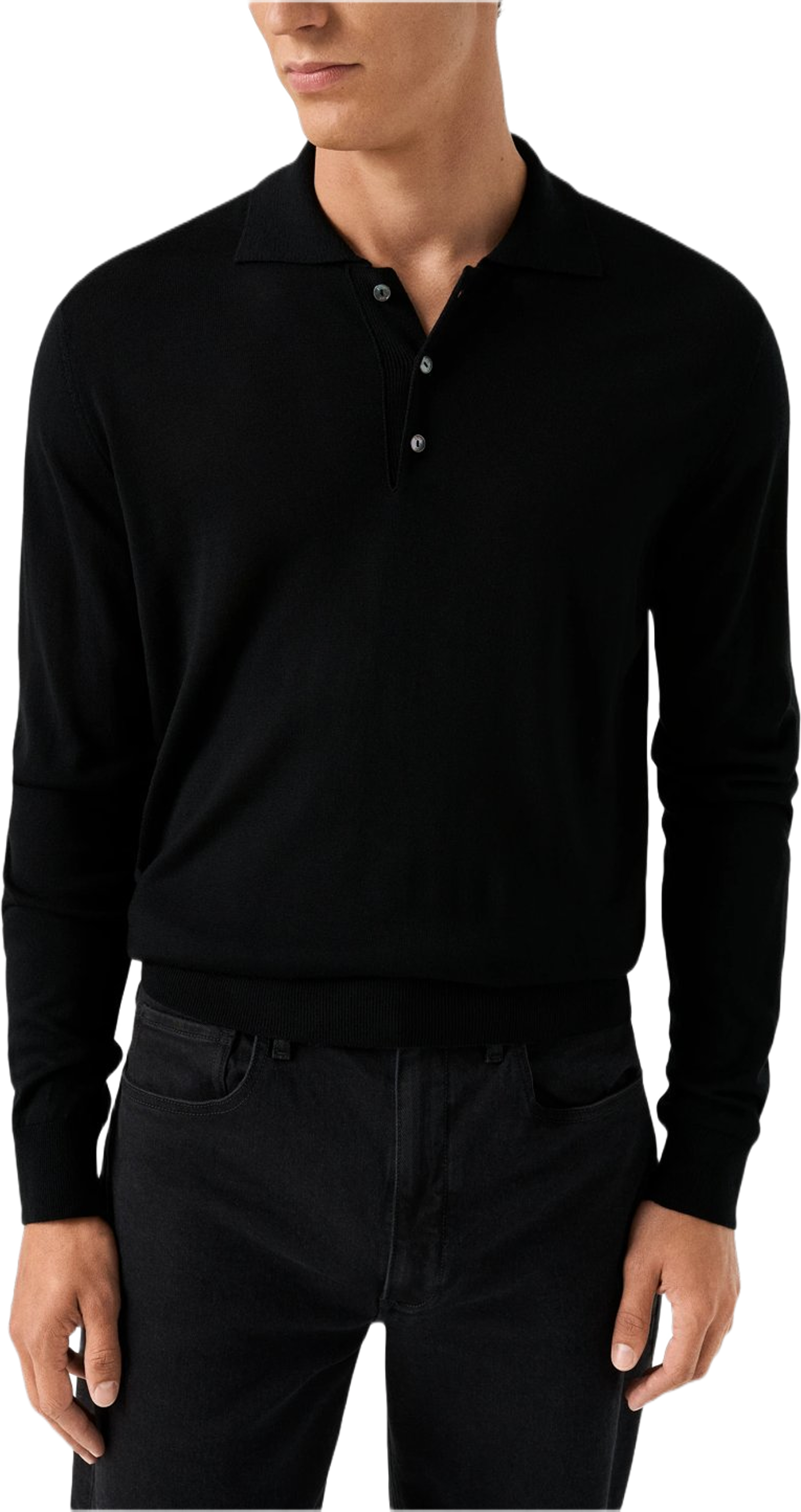 Finstickad Polotröja, från Eton, i färgen black. Klicka för att öppna bilden i stort format