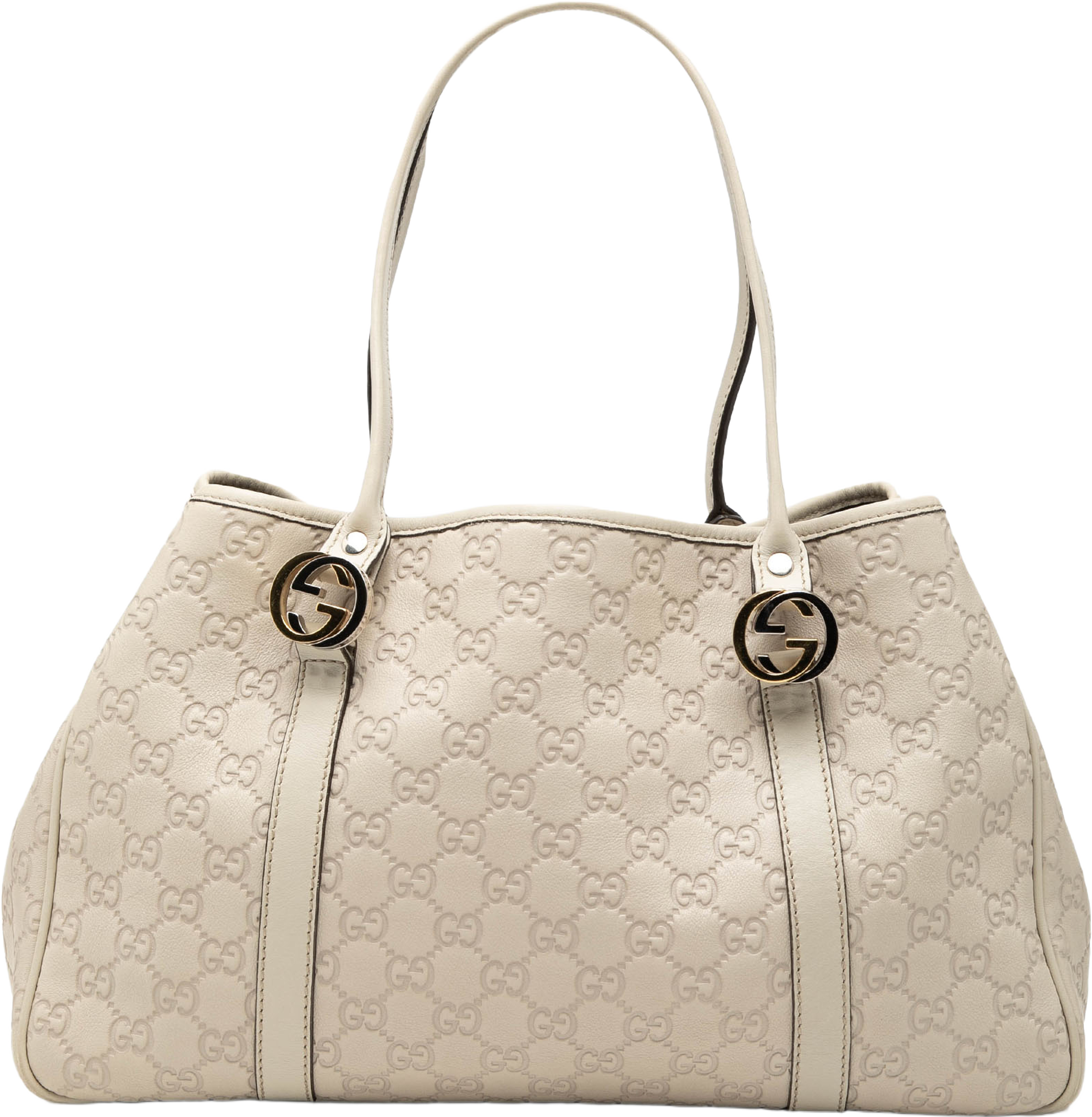 Gucci Guccissima Twins Tote, från Luxclusif, i färgen light beige. Klicka för att öppna bilden i stort format